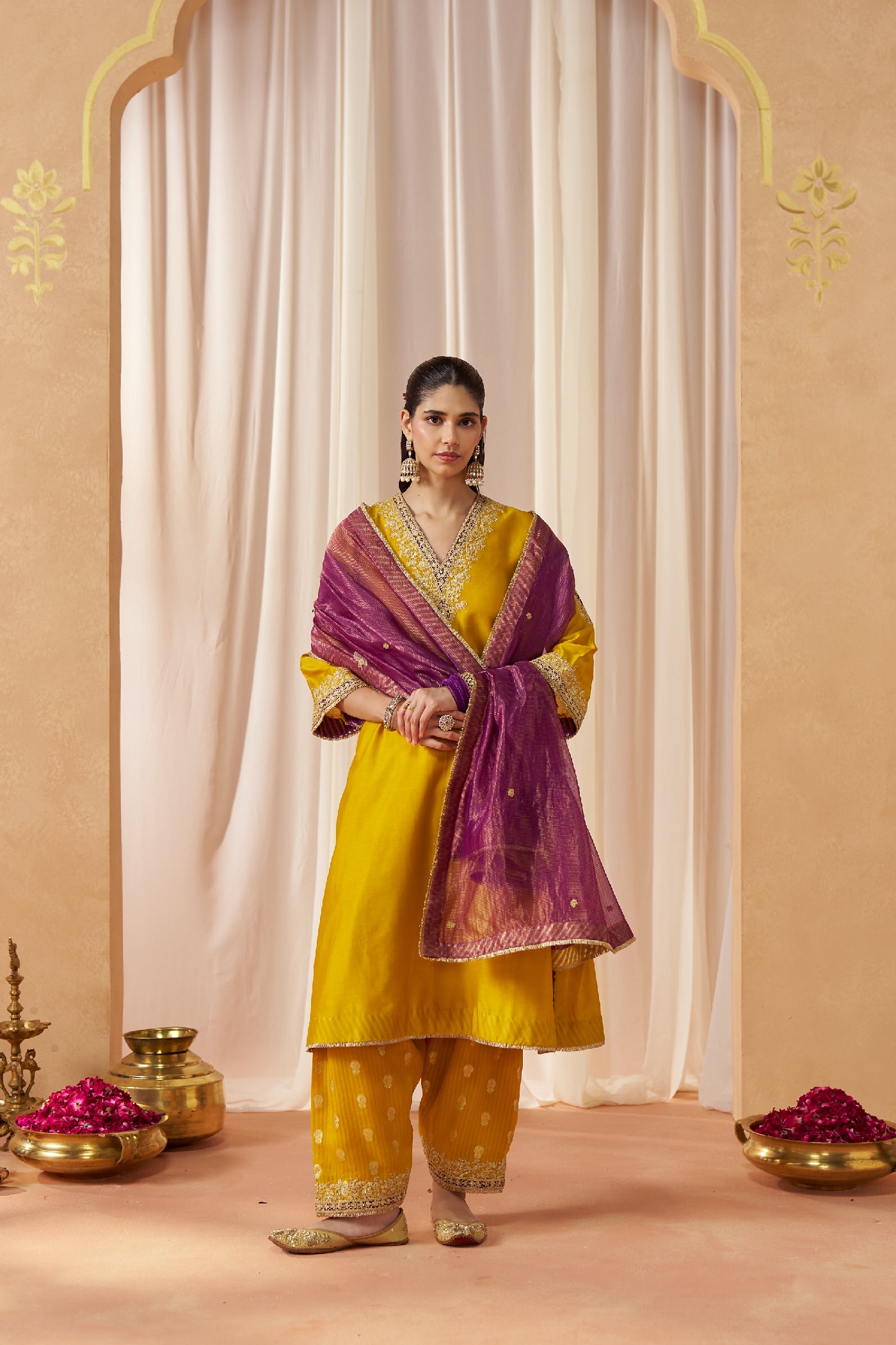 Liana Mustard Chauga with Salwar