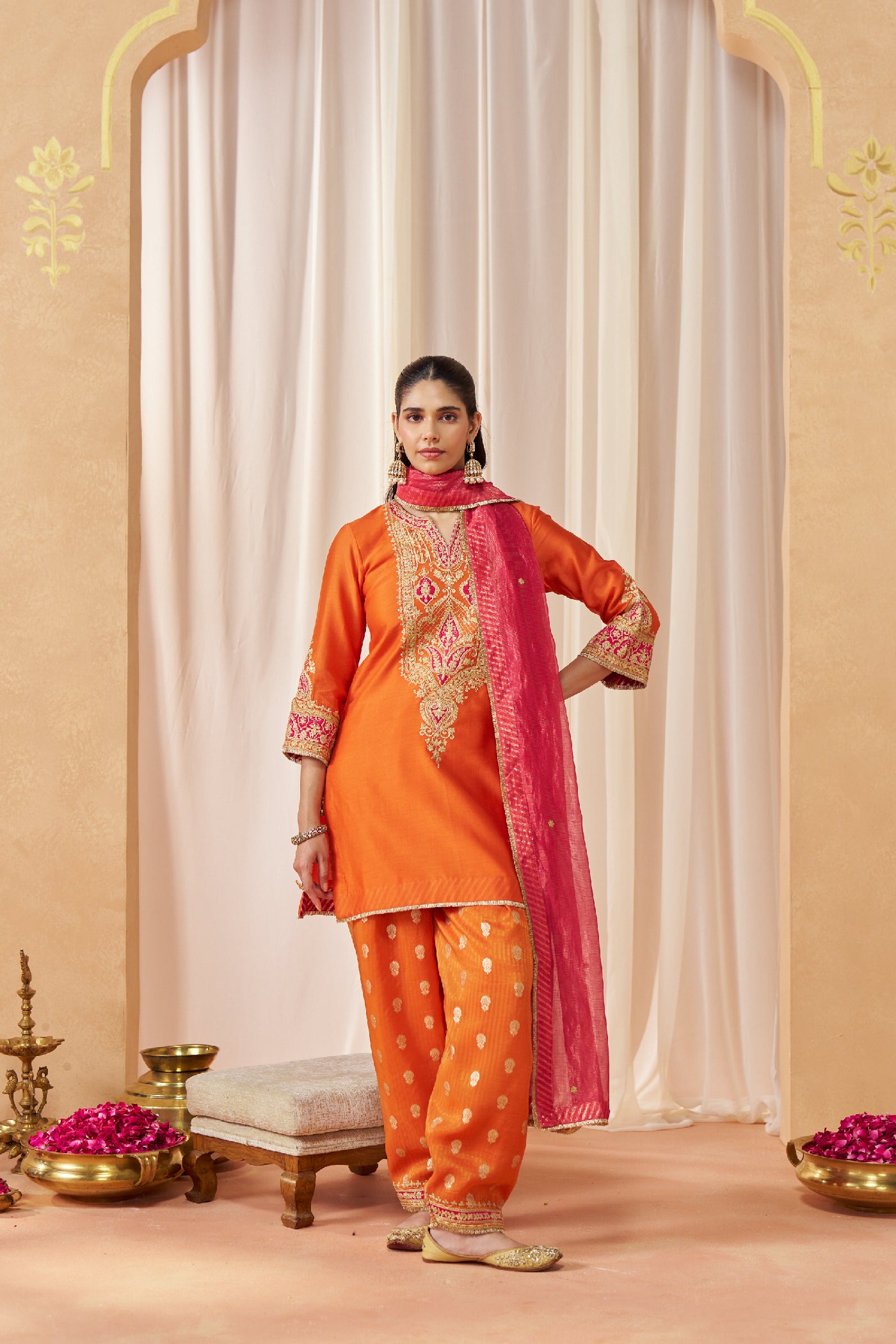 Adeela Burnt Orange Kurta with Salwar