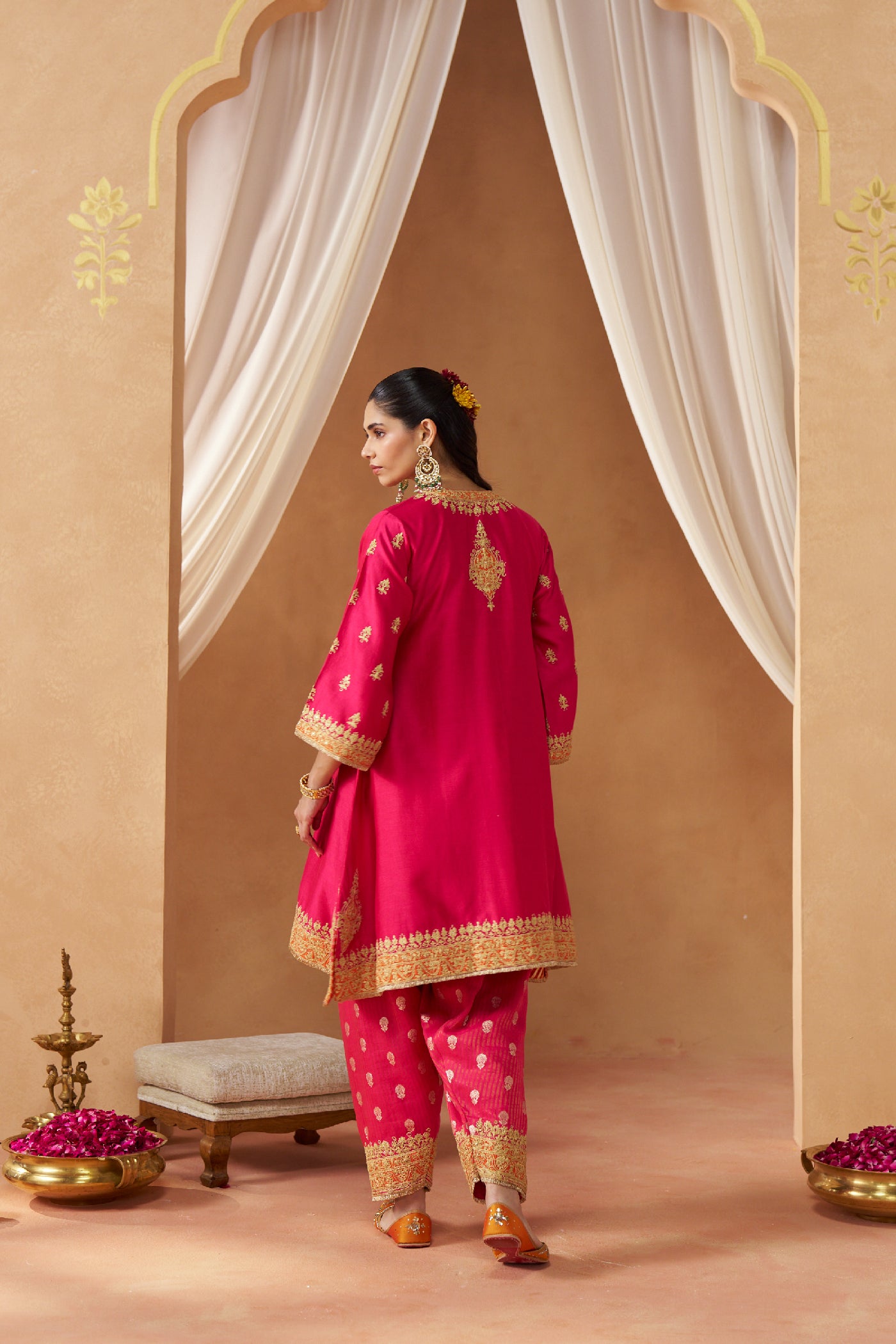 Zeenal Hotpink A-Line Kaaftan with Salwar