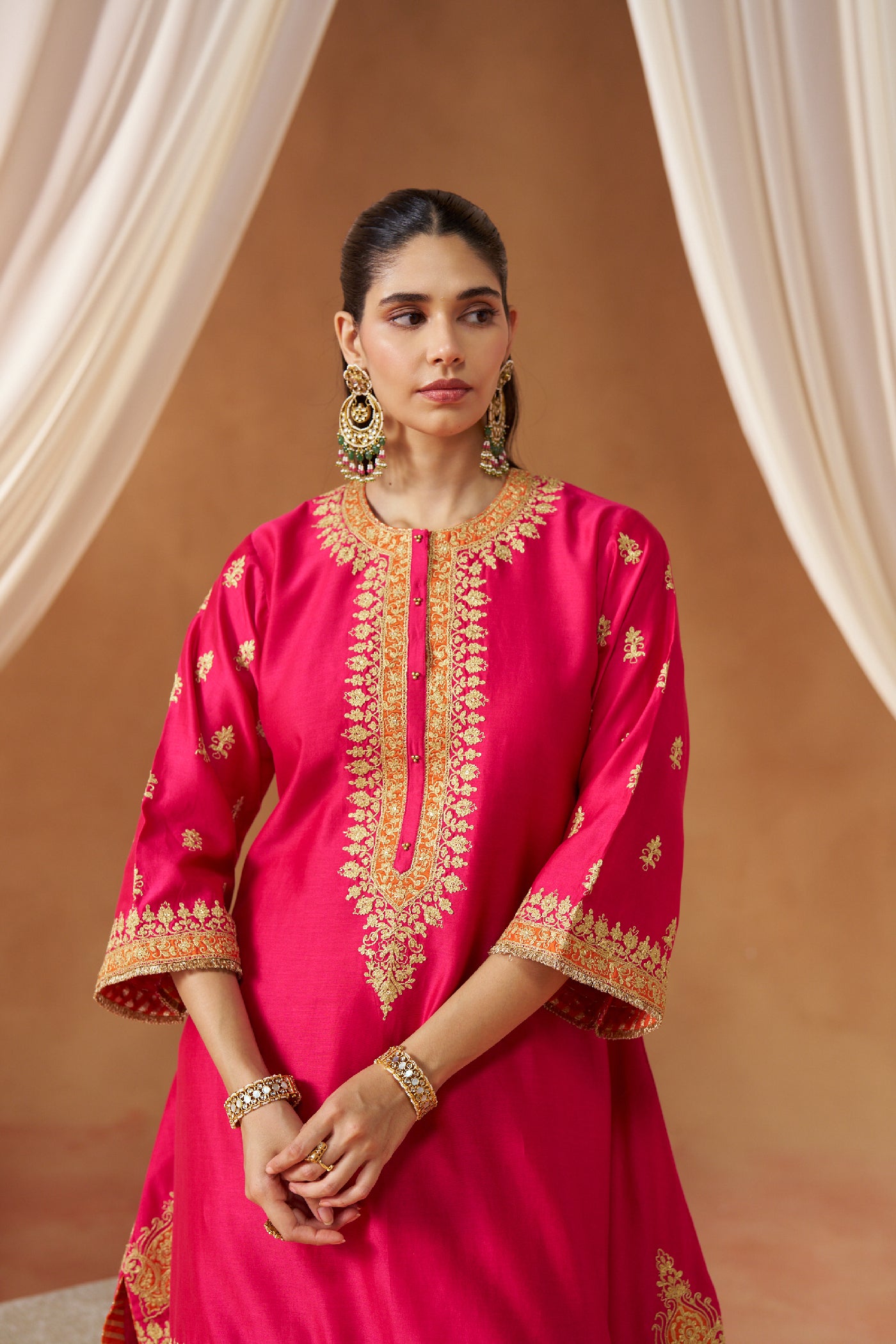 Zeenal Hotpink A-Line Kaaftan with Salwar