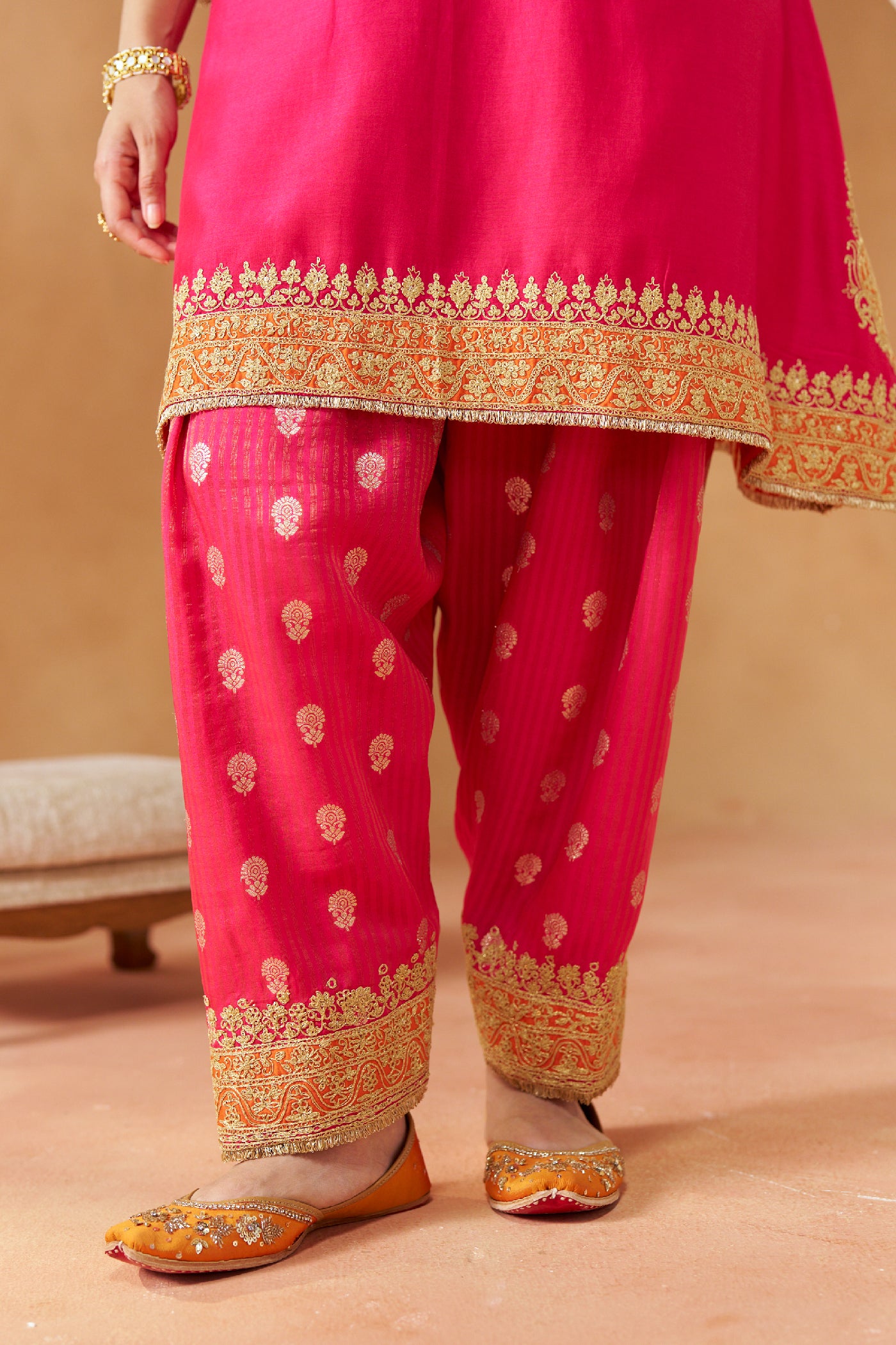 Zeenal Hotpink A-Line Kaaftan with Salwar