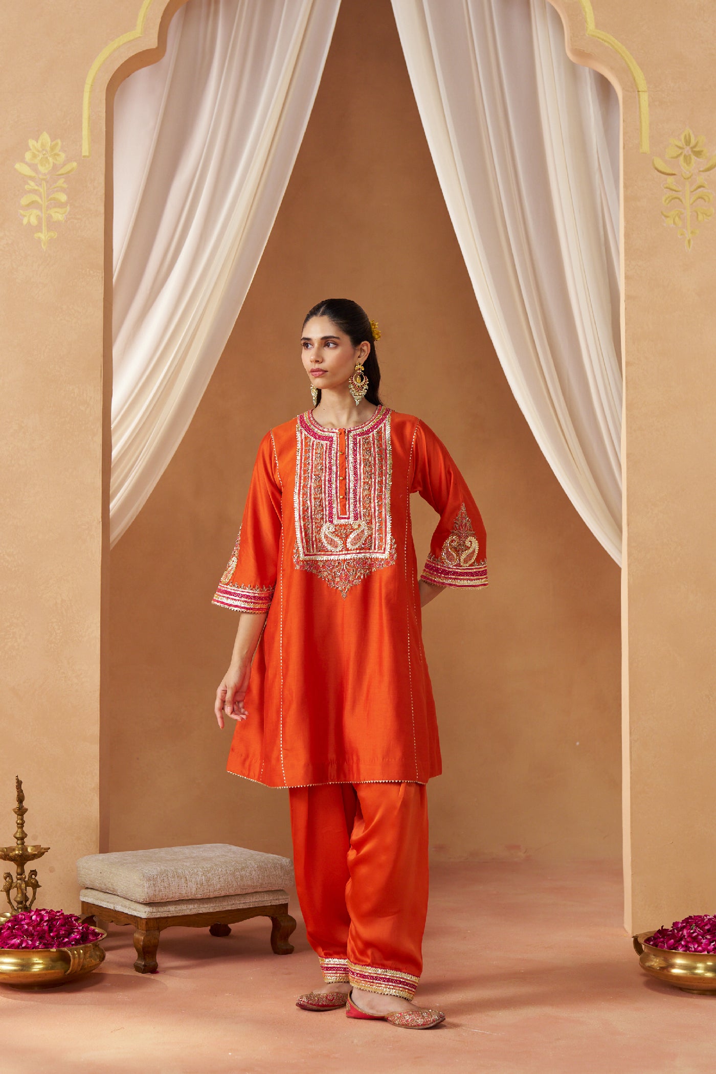 Daneen burnt orange chauga with salwar