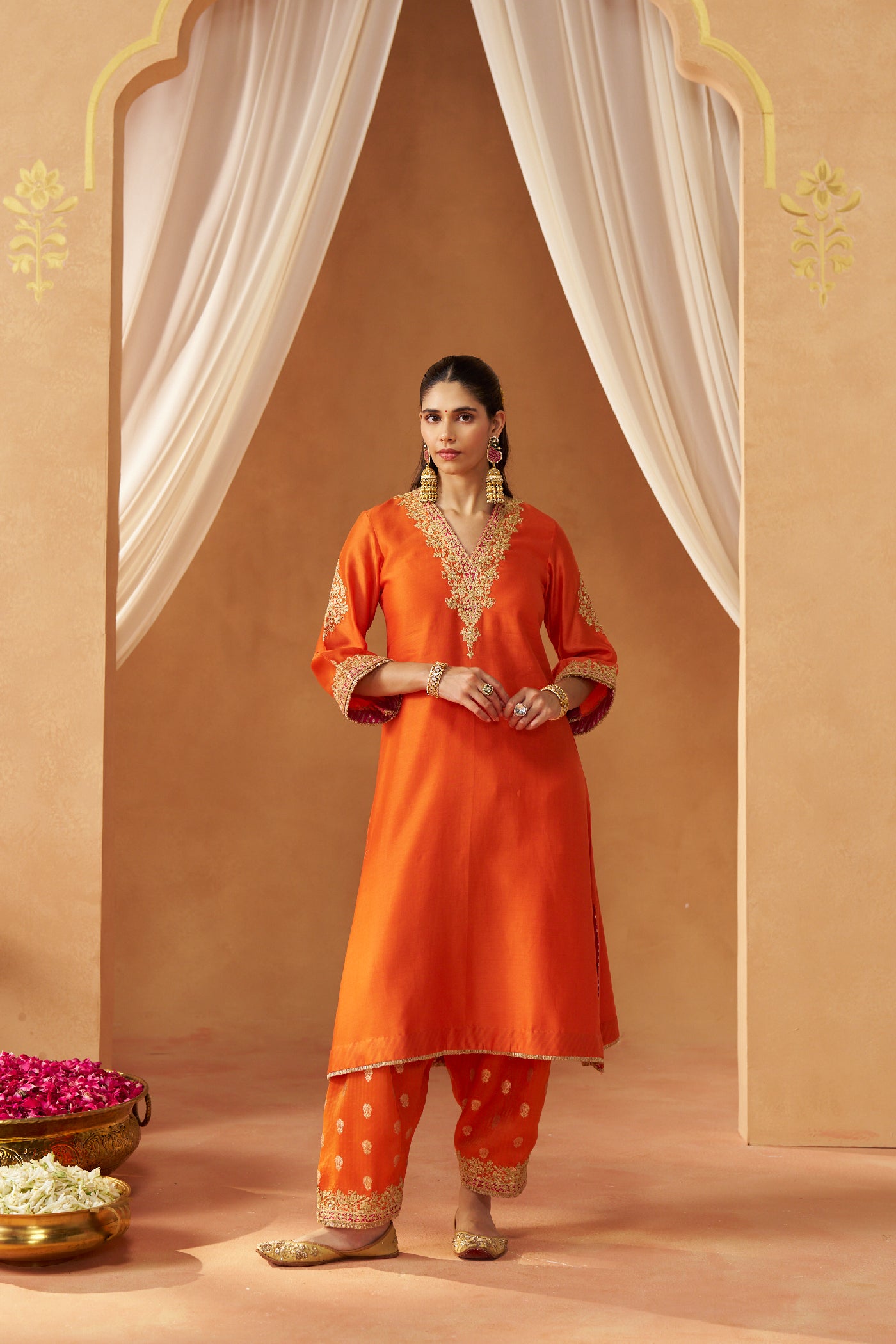 Liana Burnt Orange Chauga with Salwar