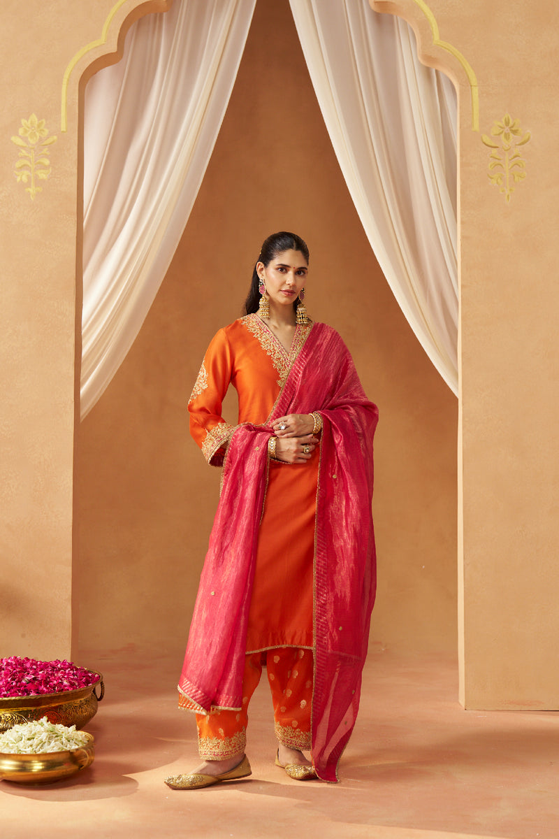 Liana Burnt Orange Chauga with Salwar