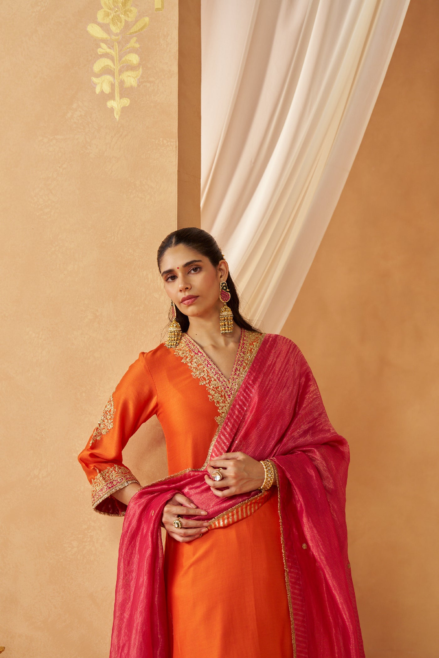 Liana Burnt Orange Chauga with Salwar