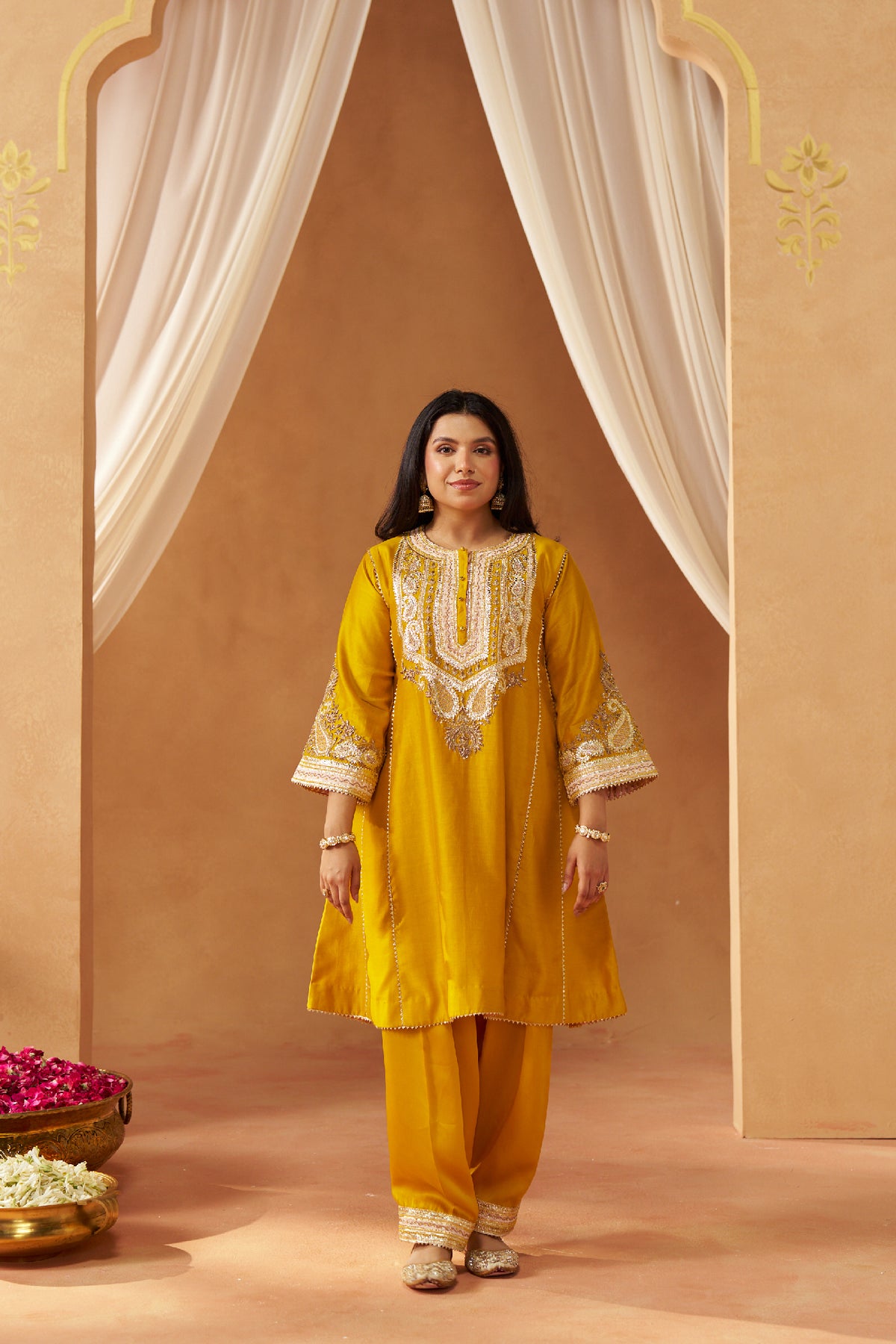 Zimal mustard chauga with salwar