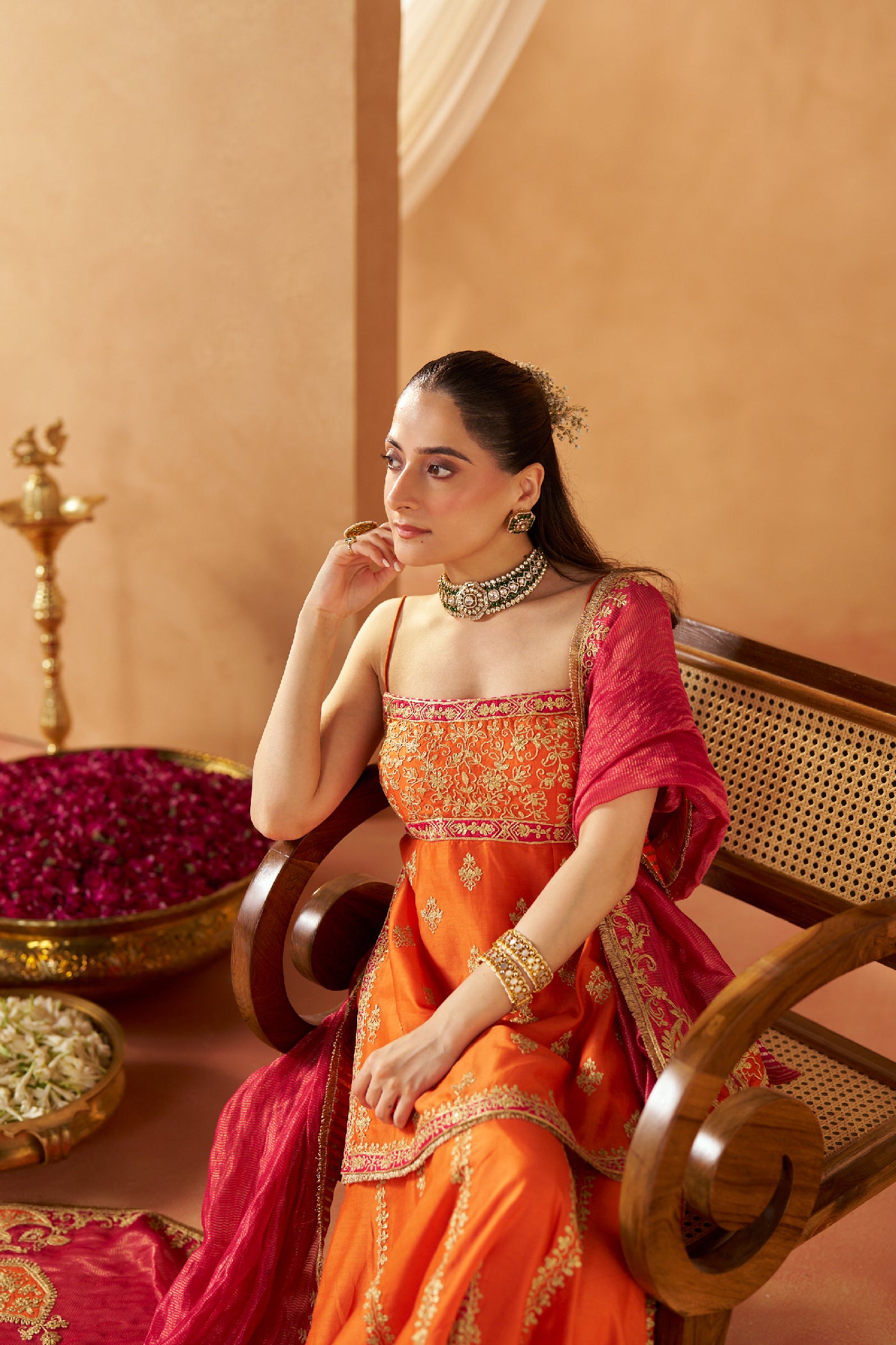 Najma Burnt Orange Kurta with Garara and Dupatta
