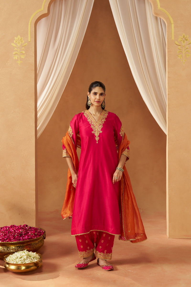 Liana Hotpink Chauga with Salwar