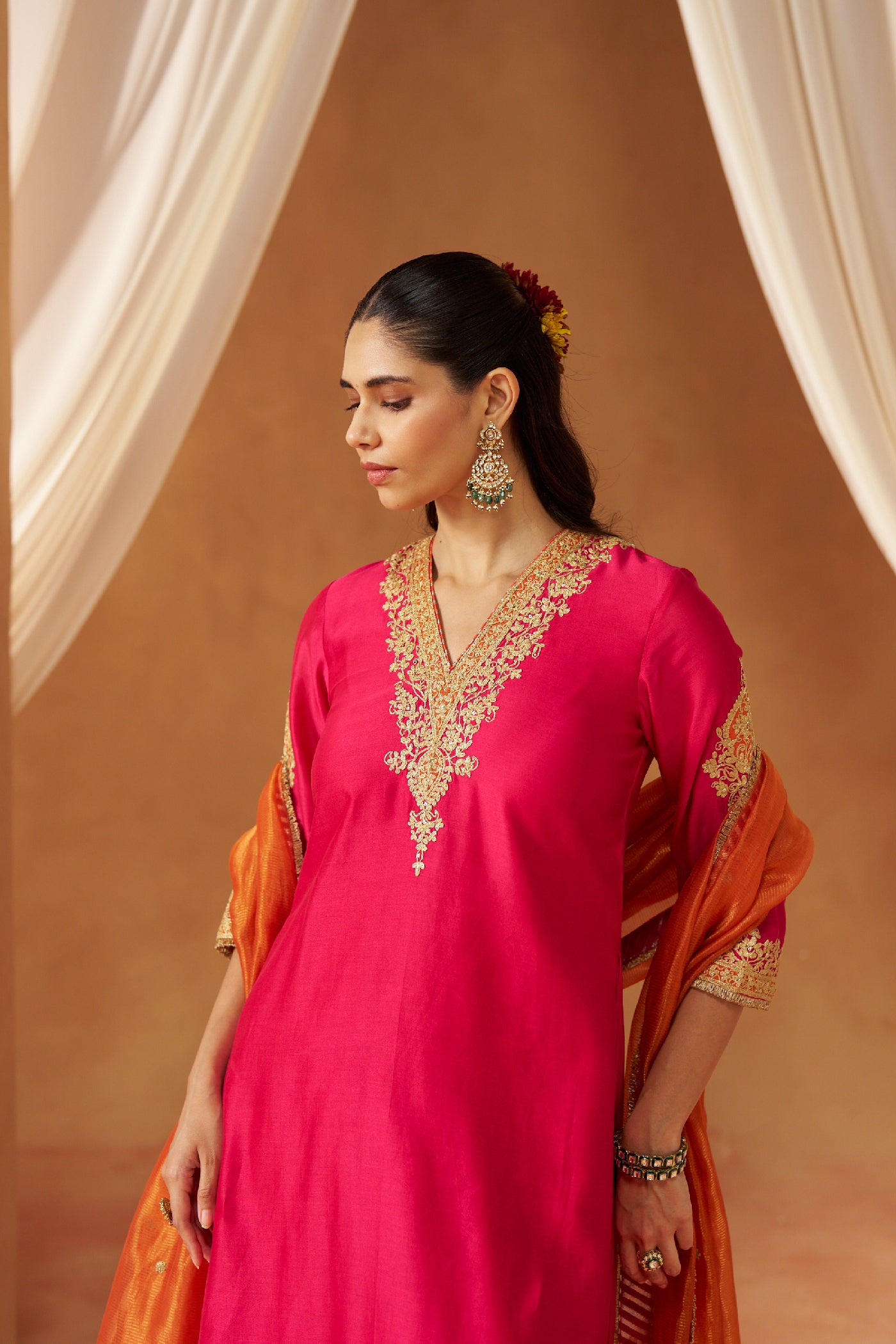 Liana Hotpink Chauga with Salwar