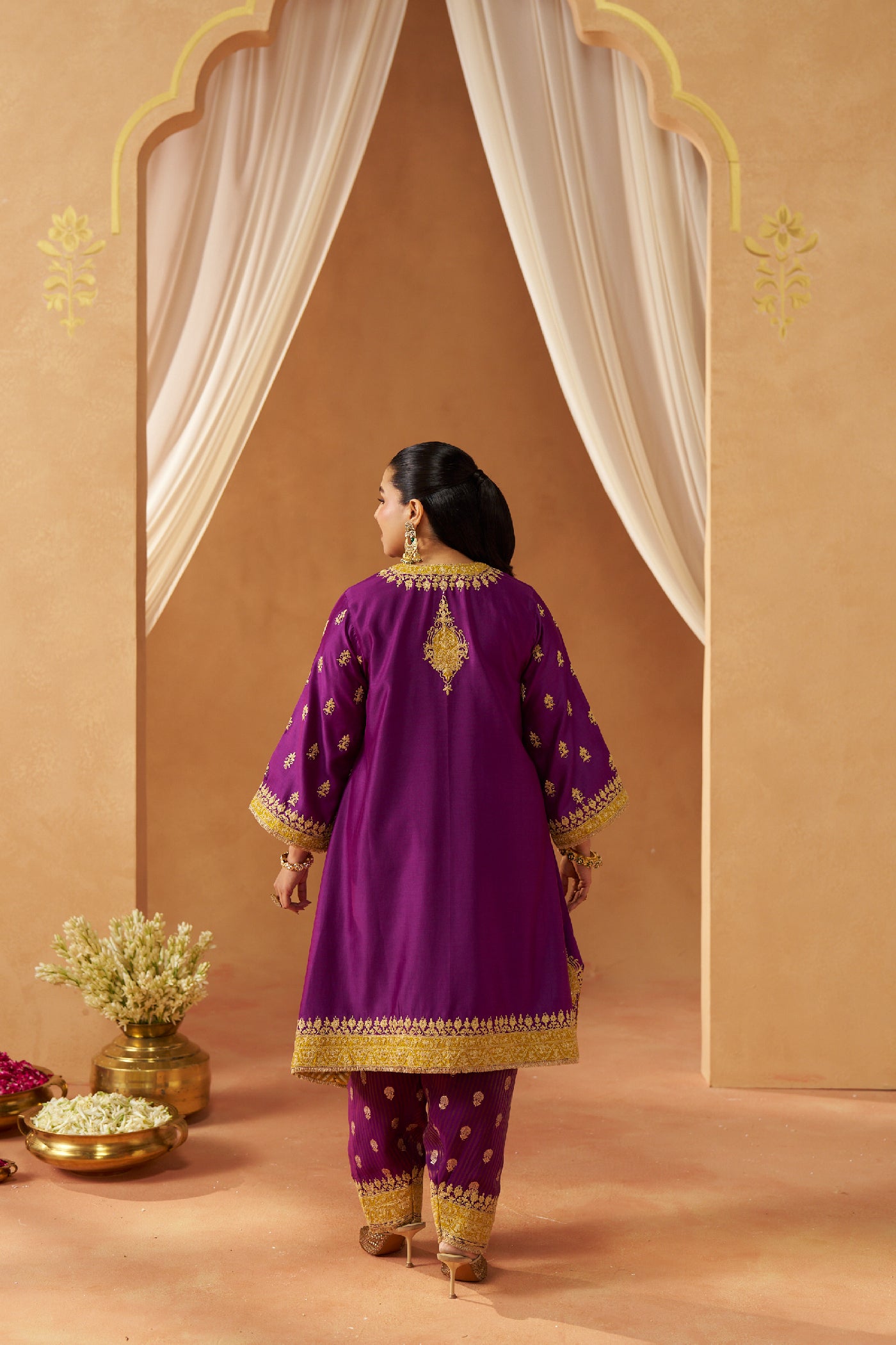 Zeenal Deep Purple A-Line Kaaftan with Salwar