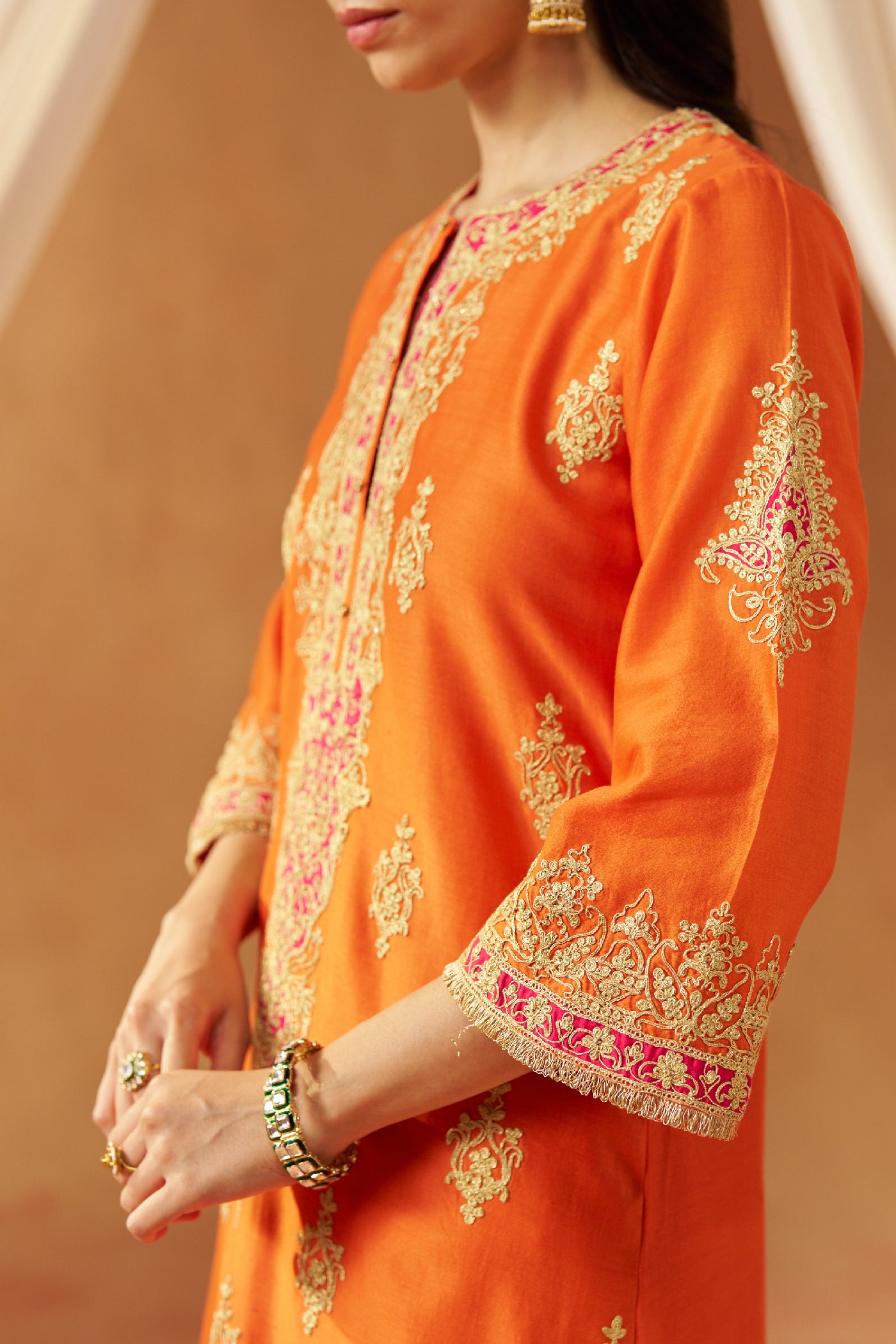Mubina Burnt Orange Kurta with Salwar and Dupatta
