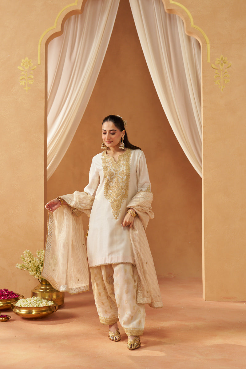 Adeela Daisy Ivory Kurta with Salwar