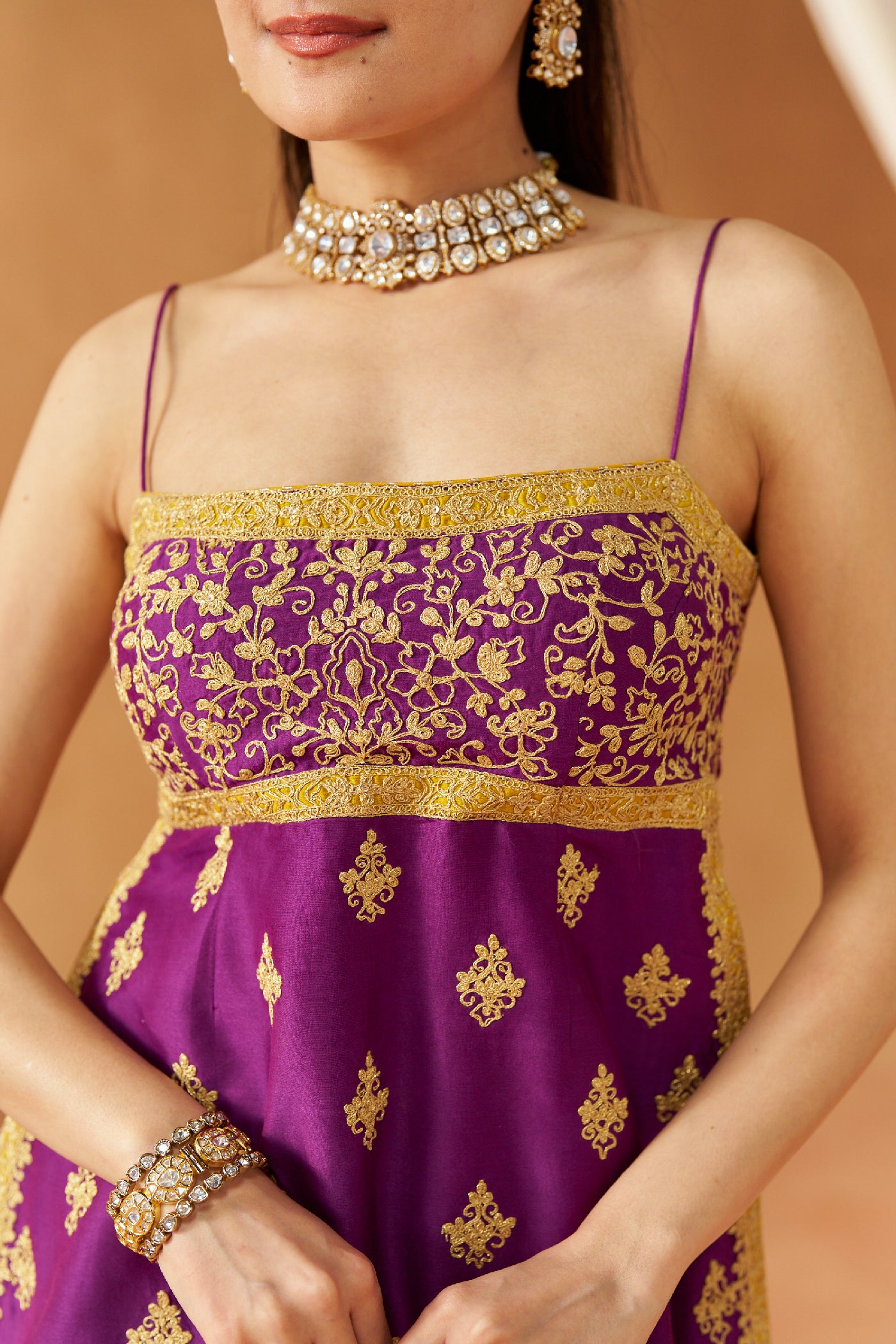 Najma Deep Purple Kurta with Garara and Dupatta