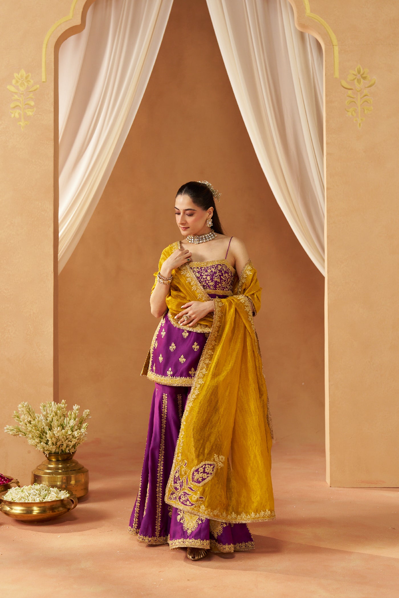 Najma Deep Purple Kurta with Garara and Dupatta