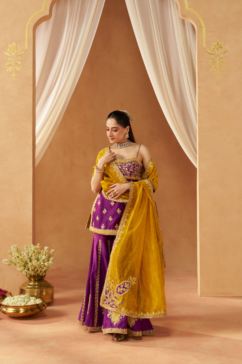 Najma Deep Purple Kurta with Garara and Dupatta