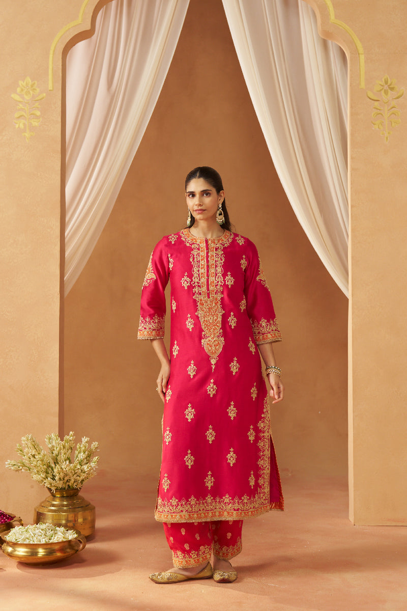 Mubina Hotpink Kurta with Salwar and Dupatta