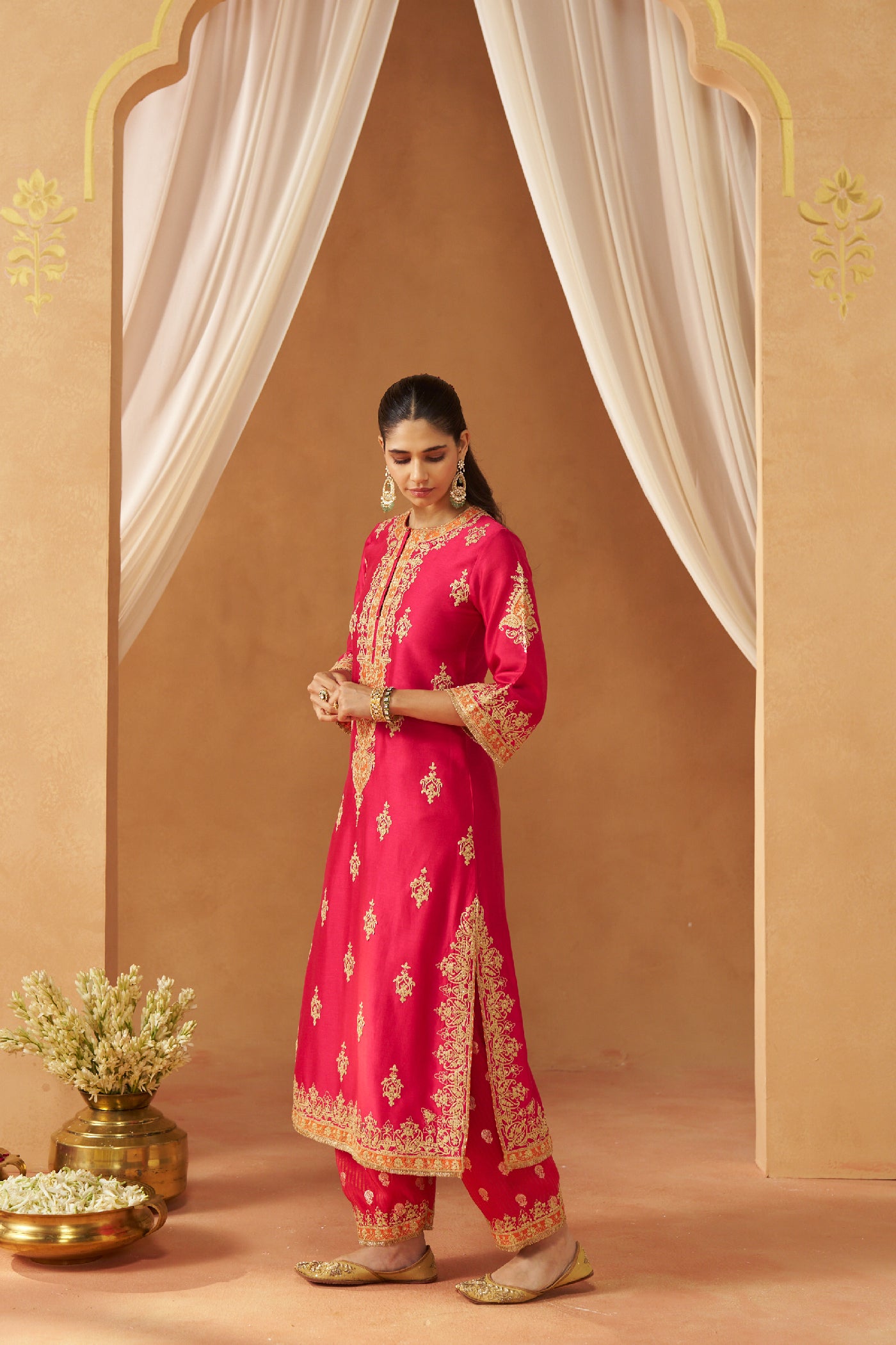 Mubina Hotpink Kurta with Salwar and Dupatta