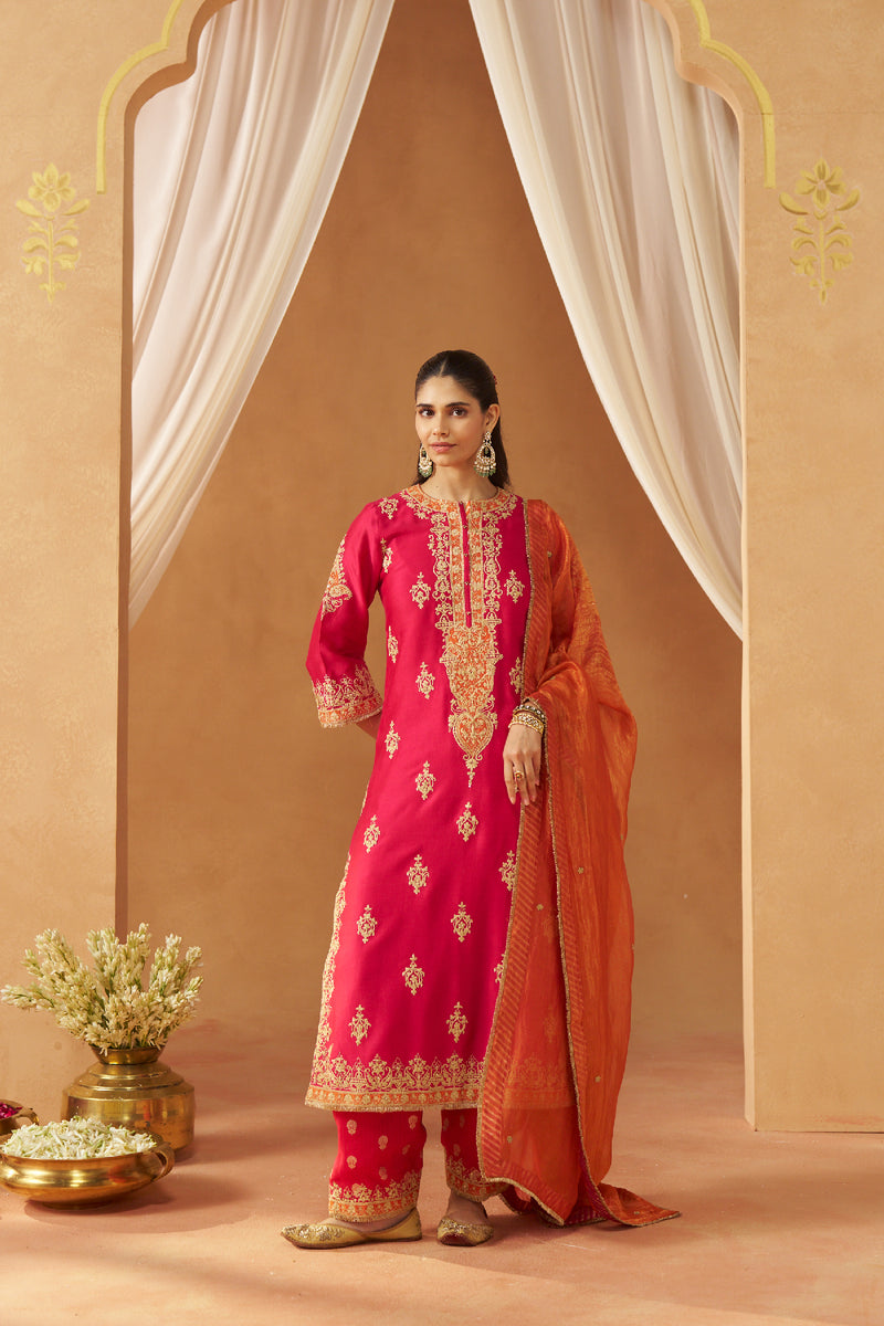 Mubina Hotpink Kurta with Salwar and Dupatta