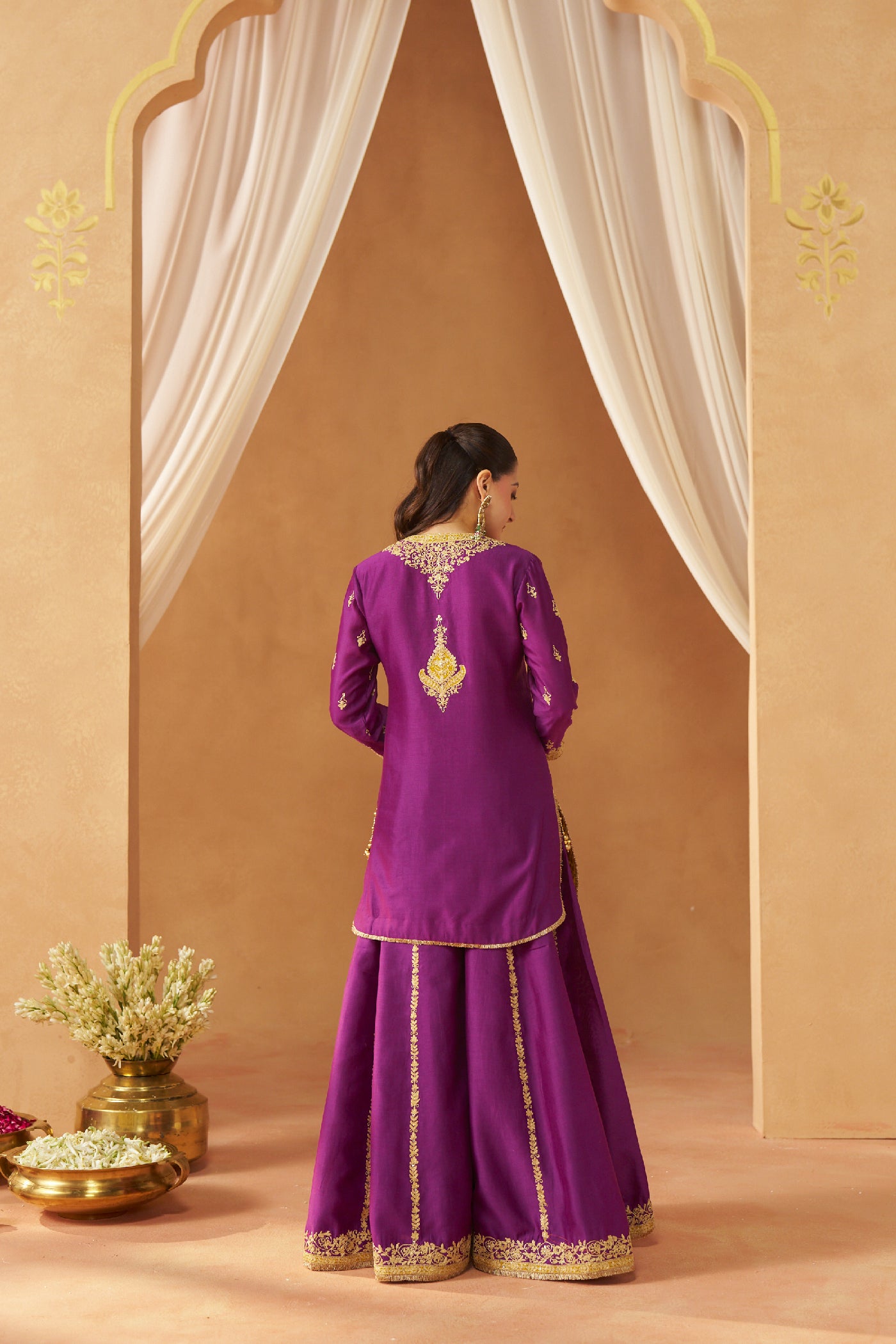 Fadiya Deep Purple Kurta with Sharara and Dupatta