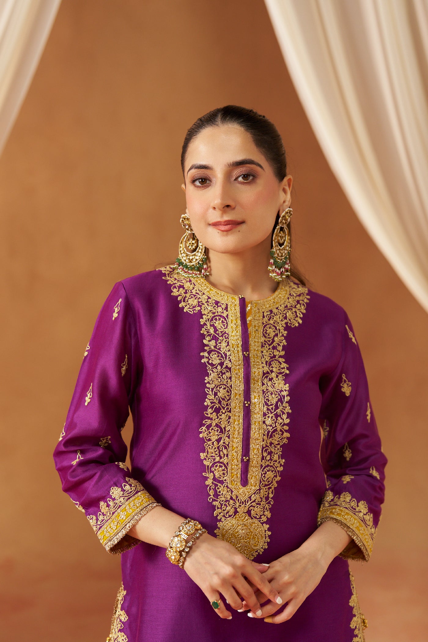 Fadiya Deep Purple Kurta with Sharara and Dupatta