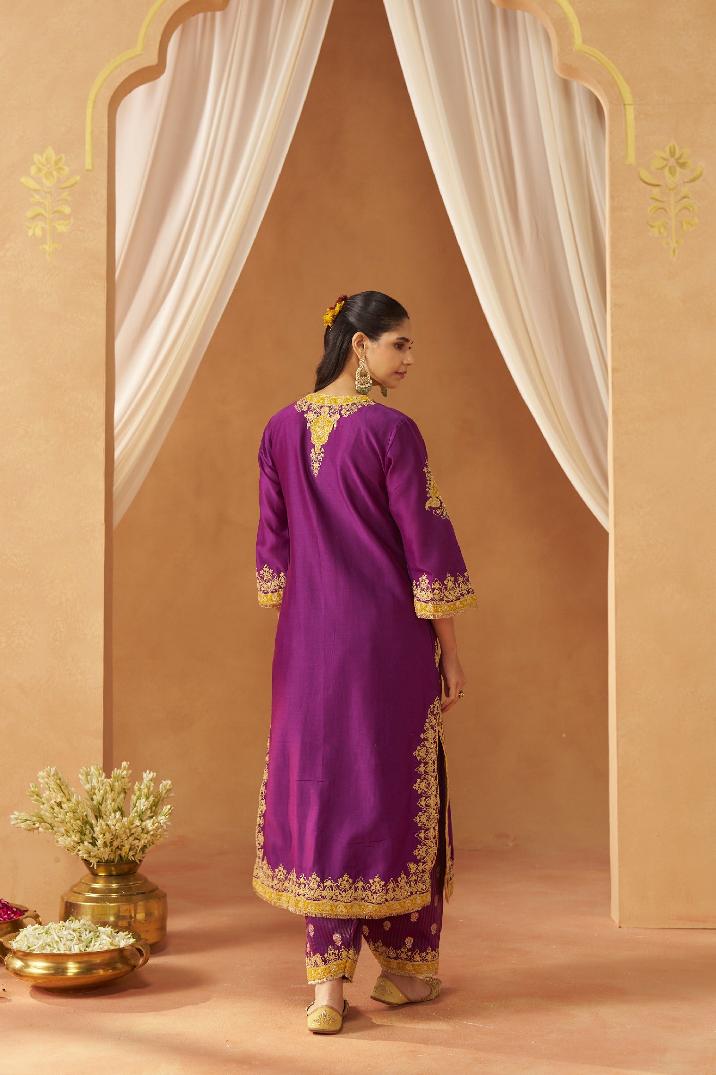 Mubina Deep Purple Kurta with Salwar and Dupatta