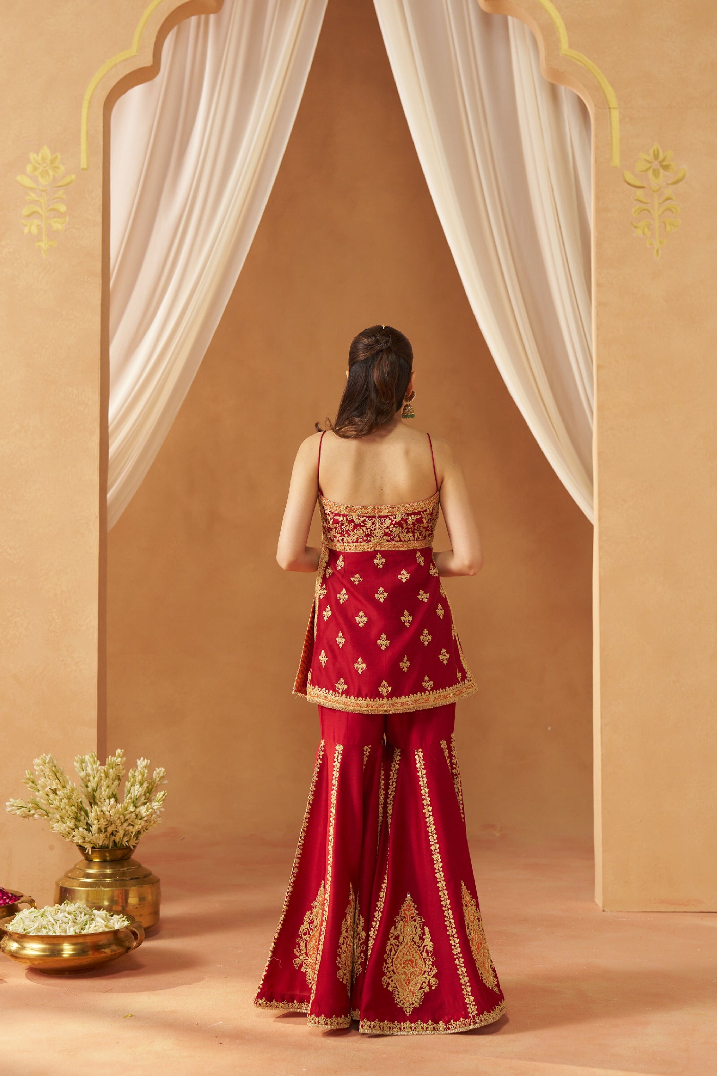 Najma Deep Red Kurta with Garara and Dupatta