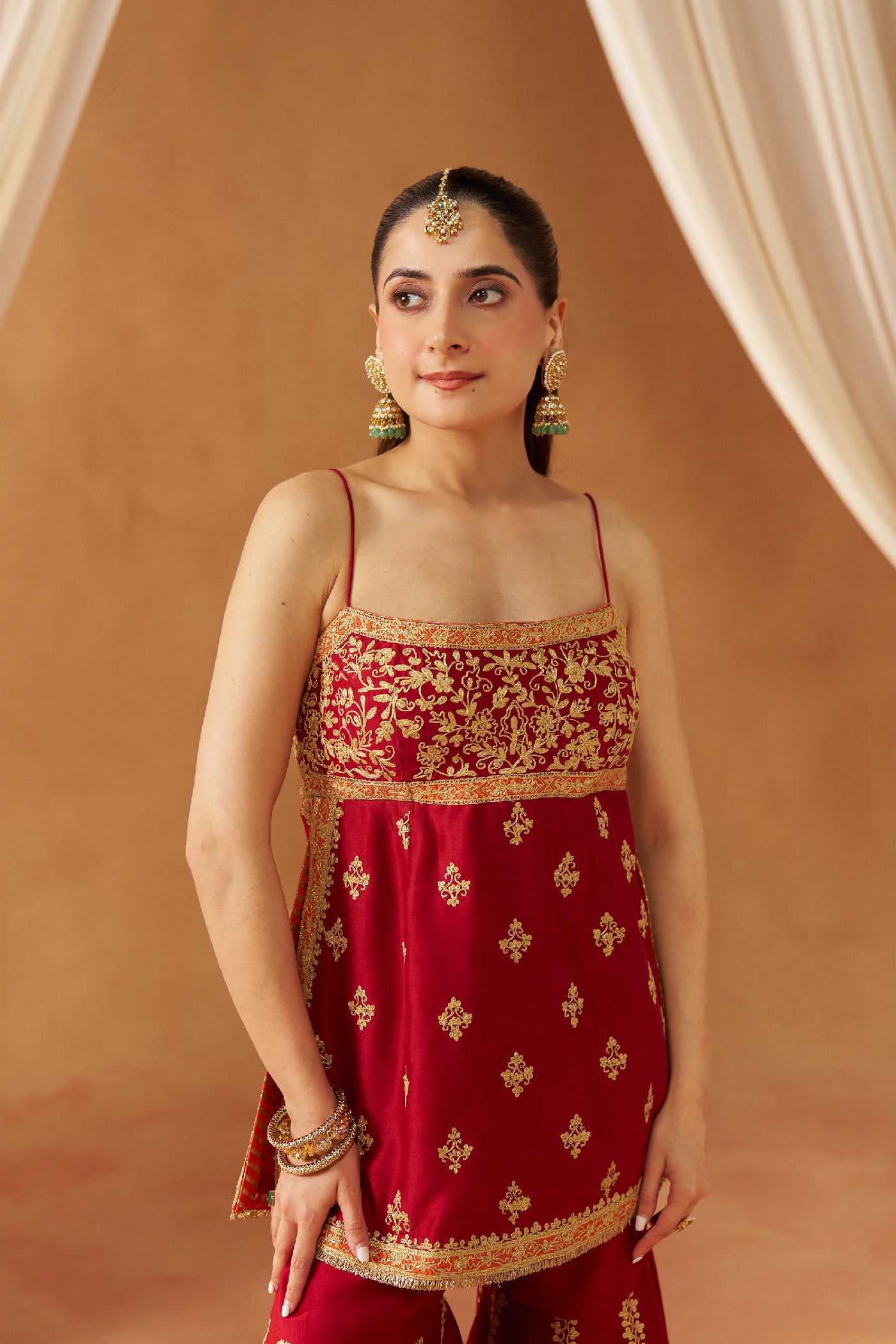 Najma Deep Red Kurta with Garara and Dupatta