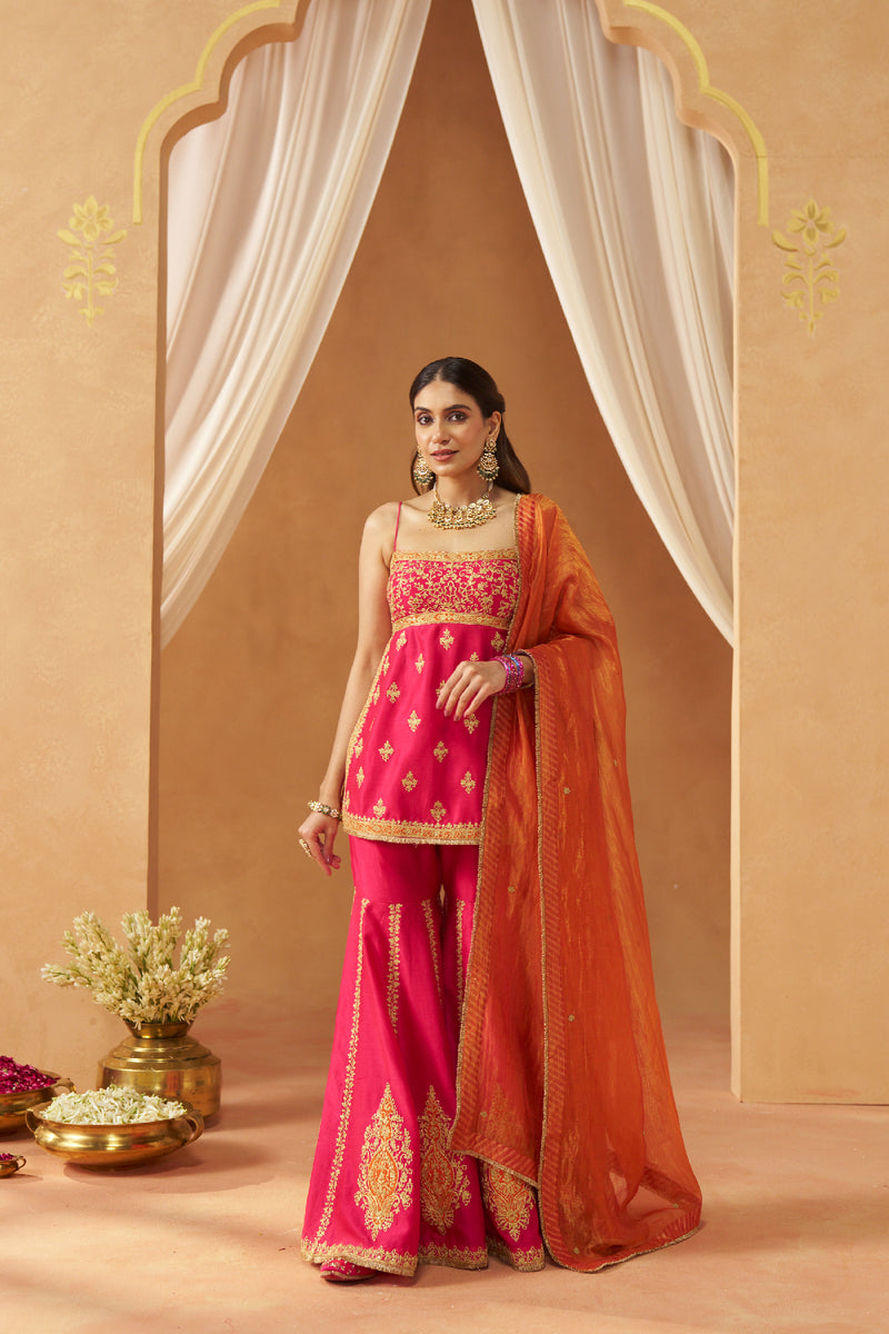 Najma Hotpink Kurta with Garara and Dupatta