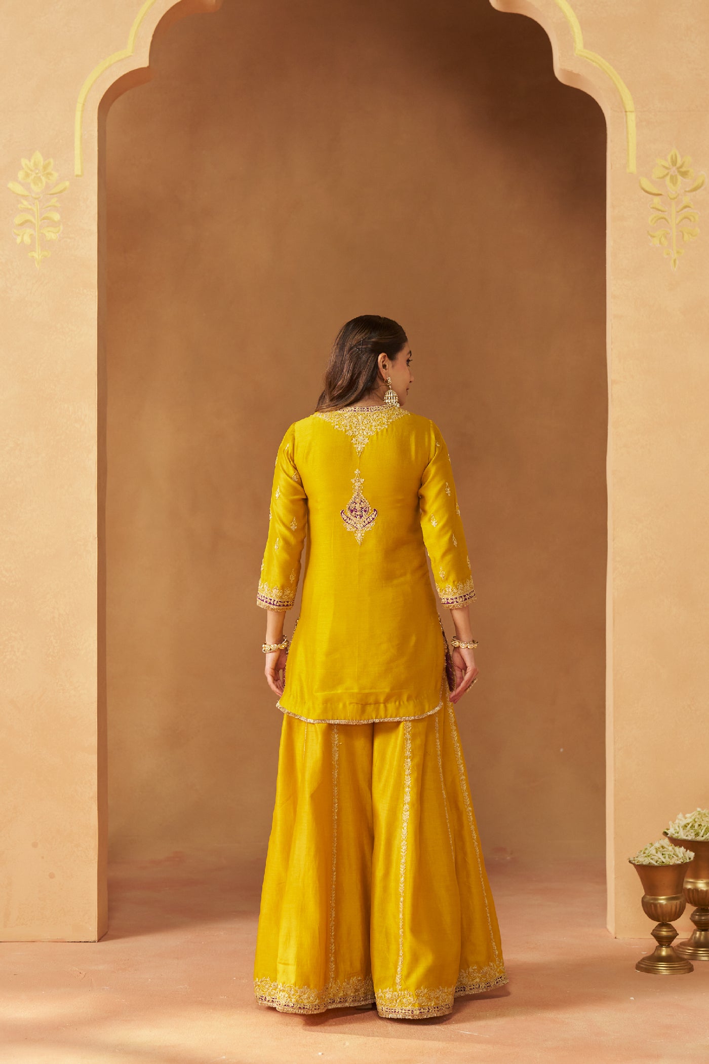 Fadiya Mustard Kurta with Sharara and Dupatta