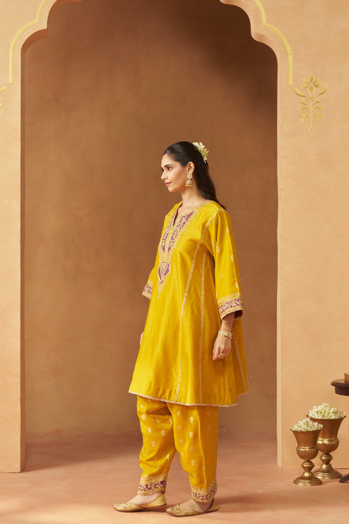 Maahgul Mustard Kalidaar Chauga with Salwar