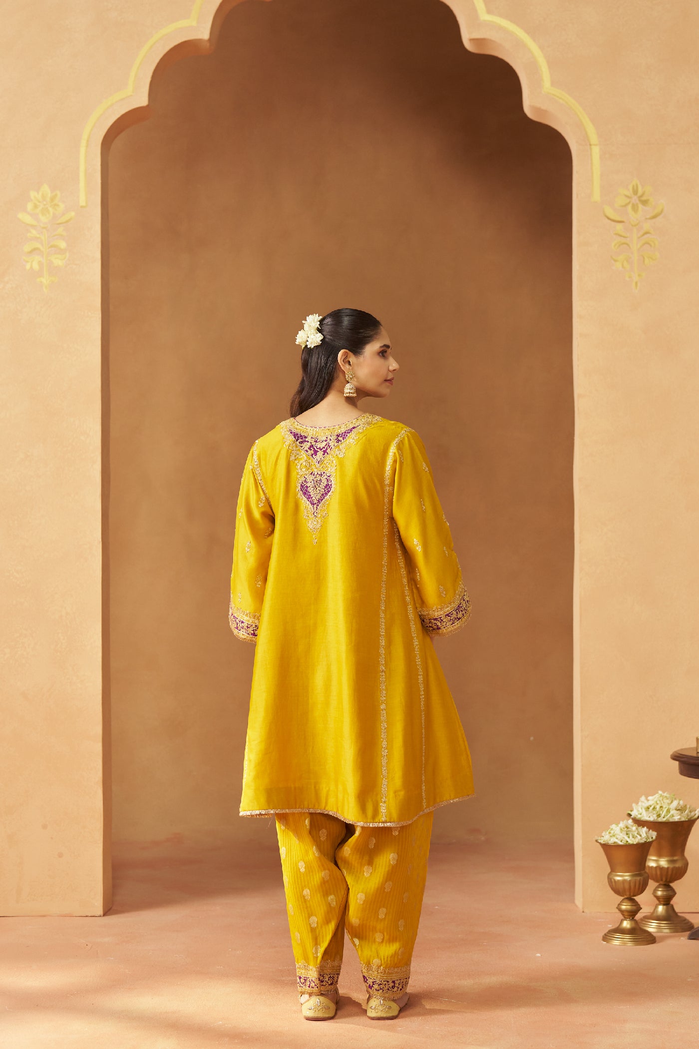 Maahgul Mustard Kalidaar Chauga with Salwar