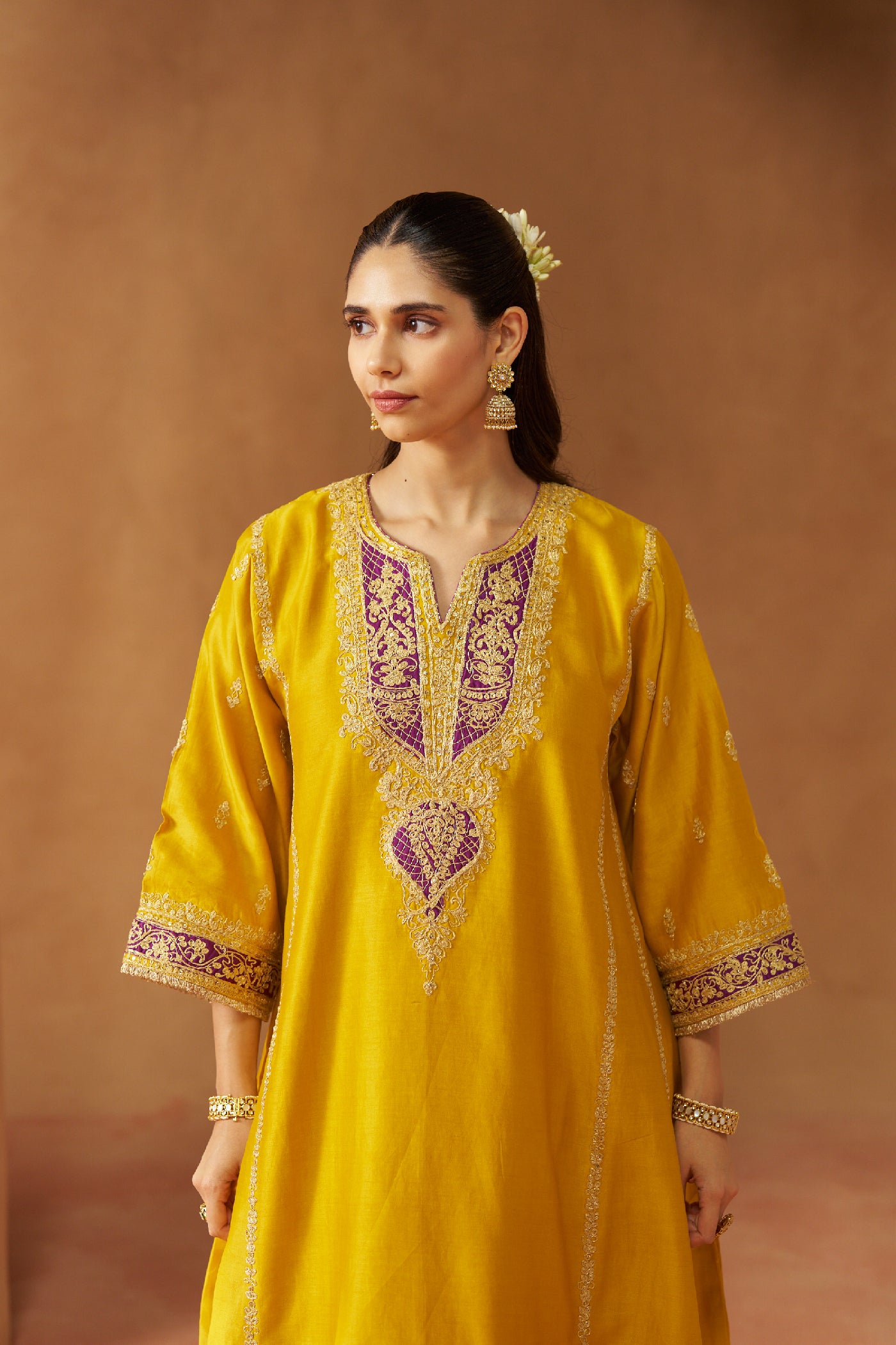 Maahgul Mustard Kalidaar Chauga with Salwar