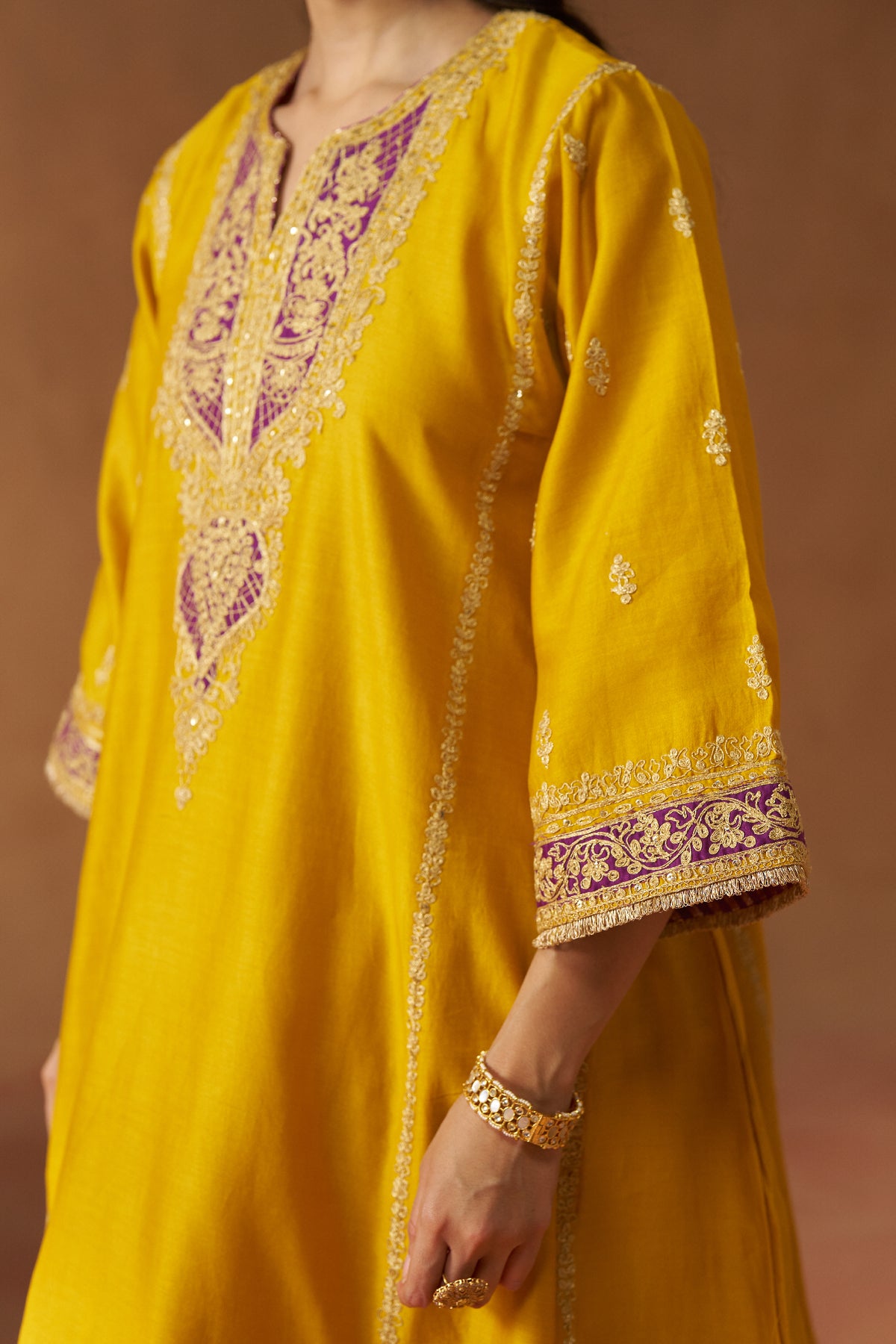 Maahgul Mustard Kalidaar Chauga with Salwar