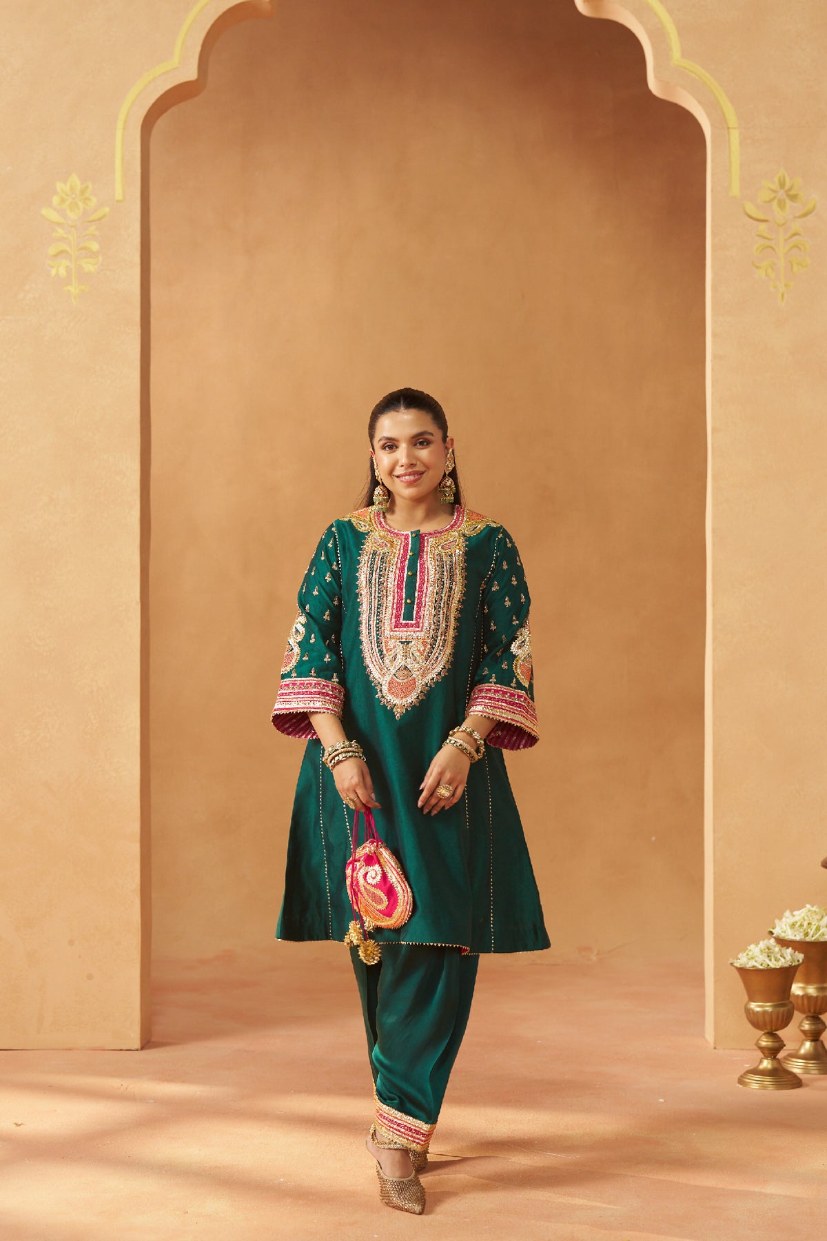 Riva emerald green chauga with salwar