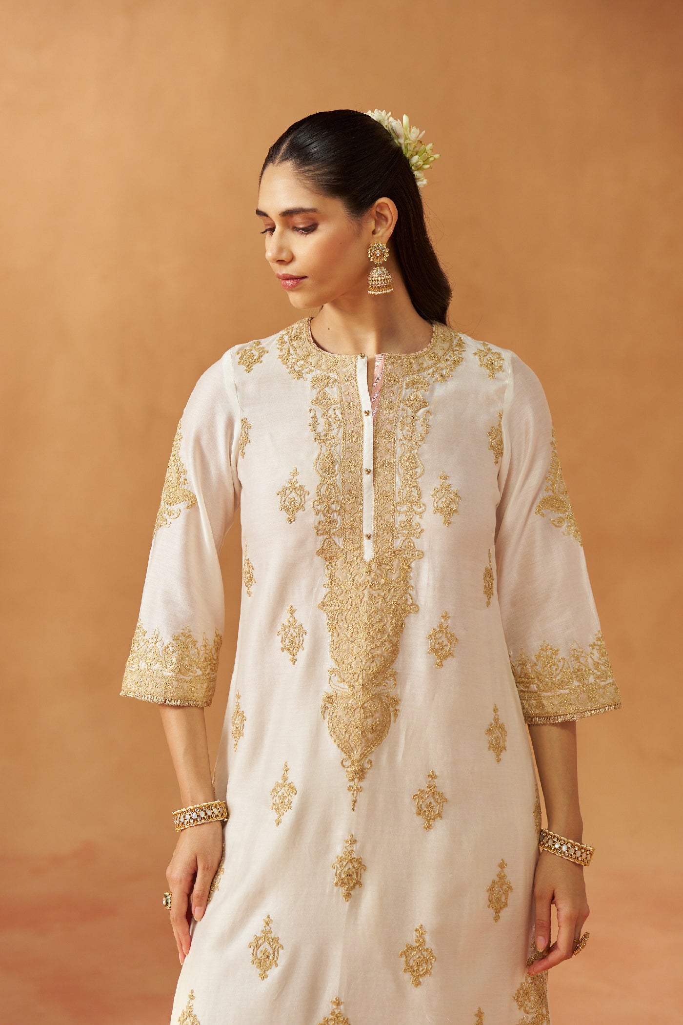 Mubina Daisy Ivory Kurta with Salwar and Dupatta