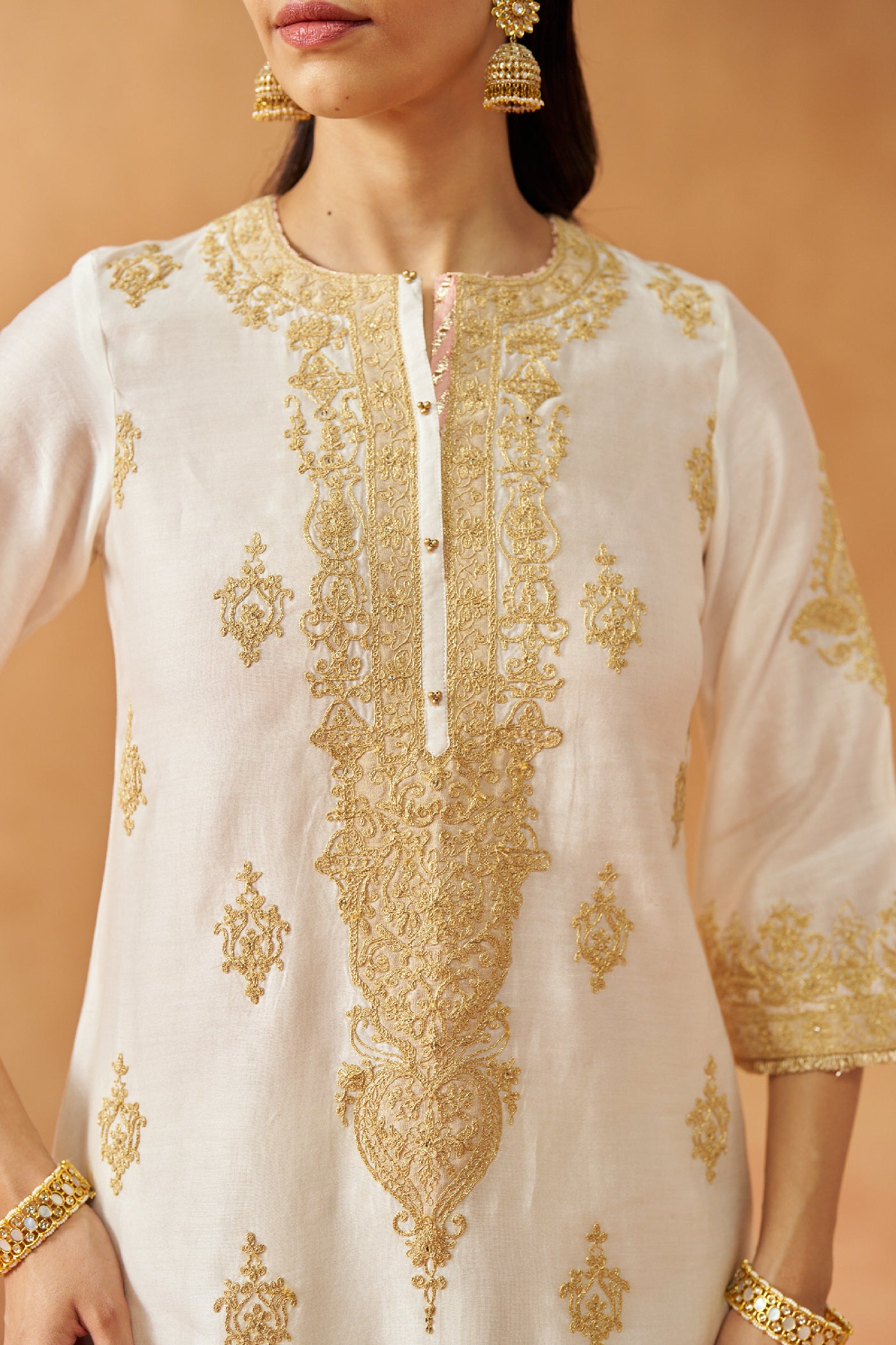 Mubina Daisy Ivory Kurta with Salwar and Dupatta