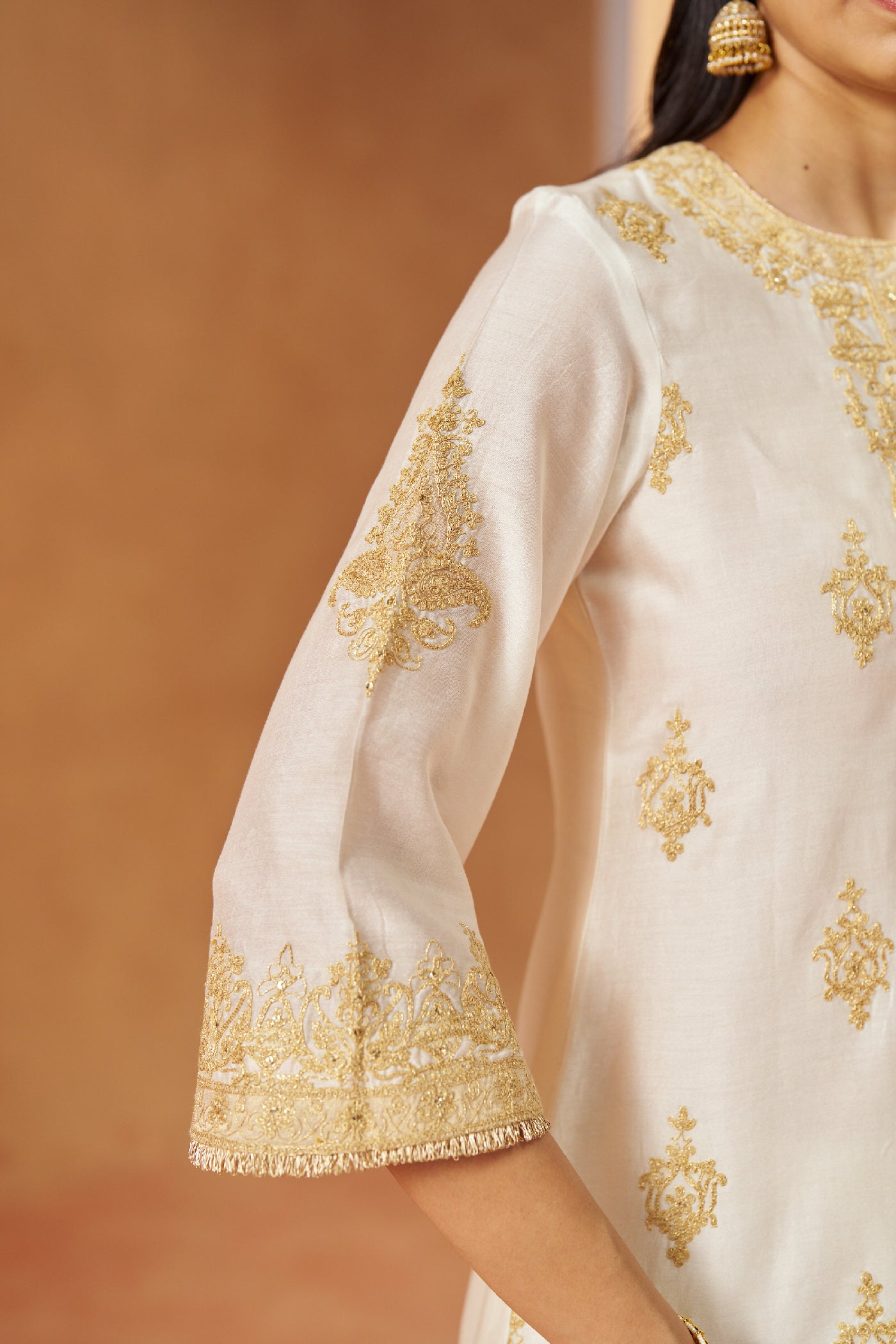 Mubina Daisy Ivory Kurta with Salwar and Dupatta
