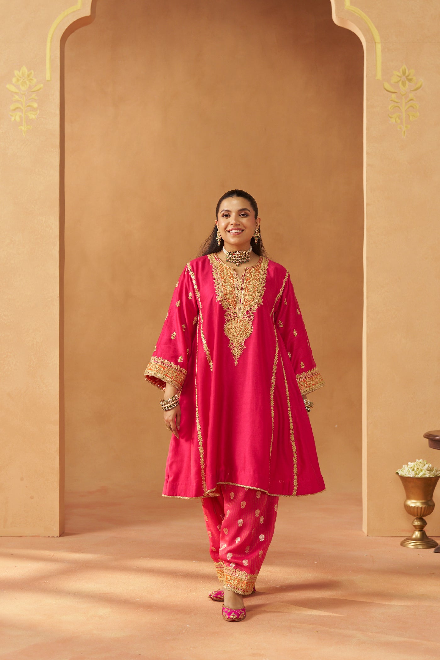 Maahgul Hotpink Kalidaar  Chauga with Salwar