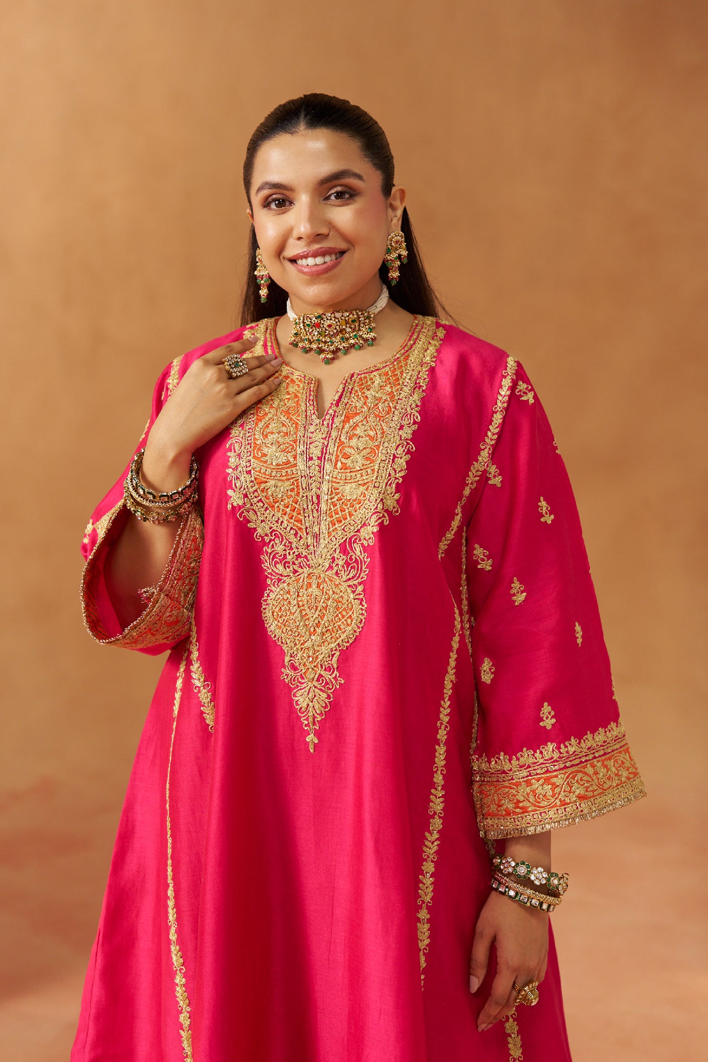 Maahgul Hotpink Kalidaar  Chauga with Salwar