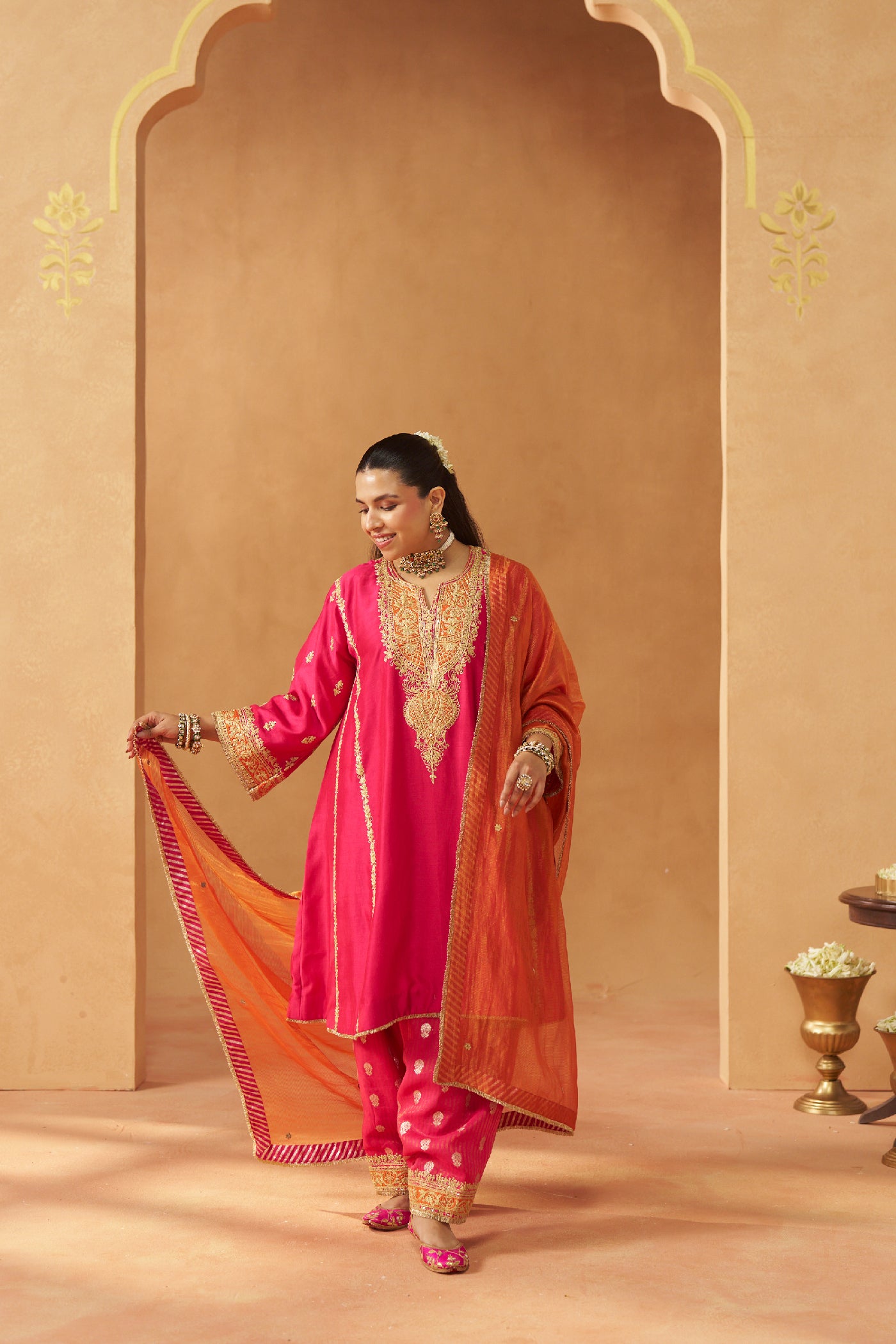 Maahgul Hotpink Kalidaar  Chauga with Salwar