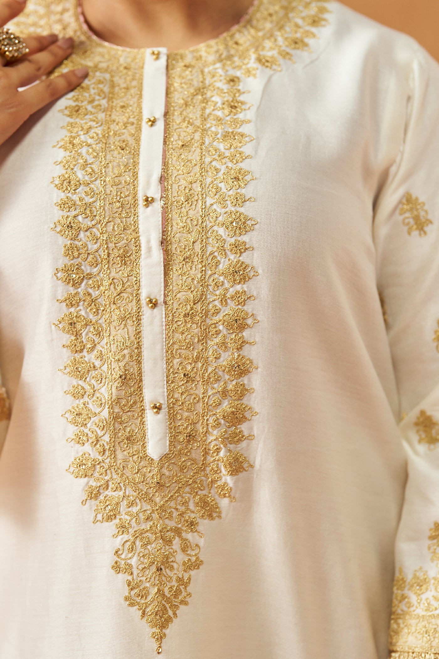 Zeenal Daisy Ivory A-Line Kaaftan with Salwar