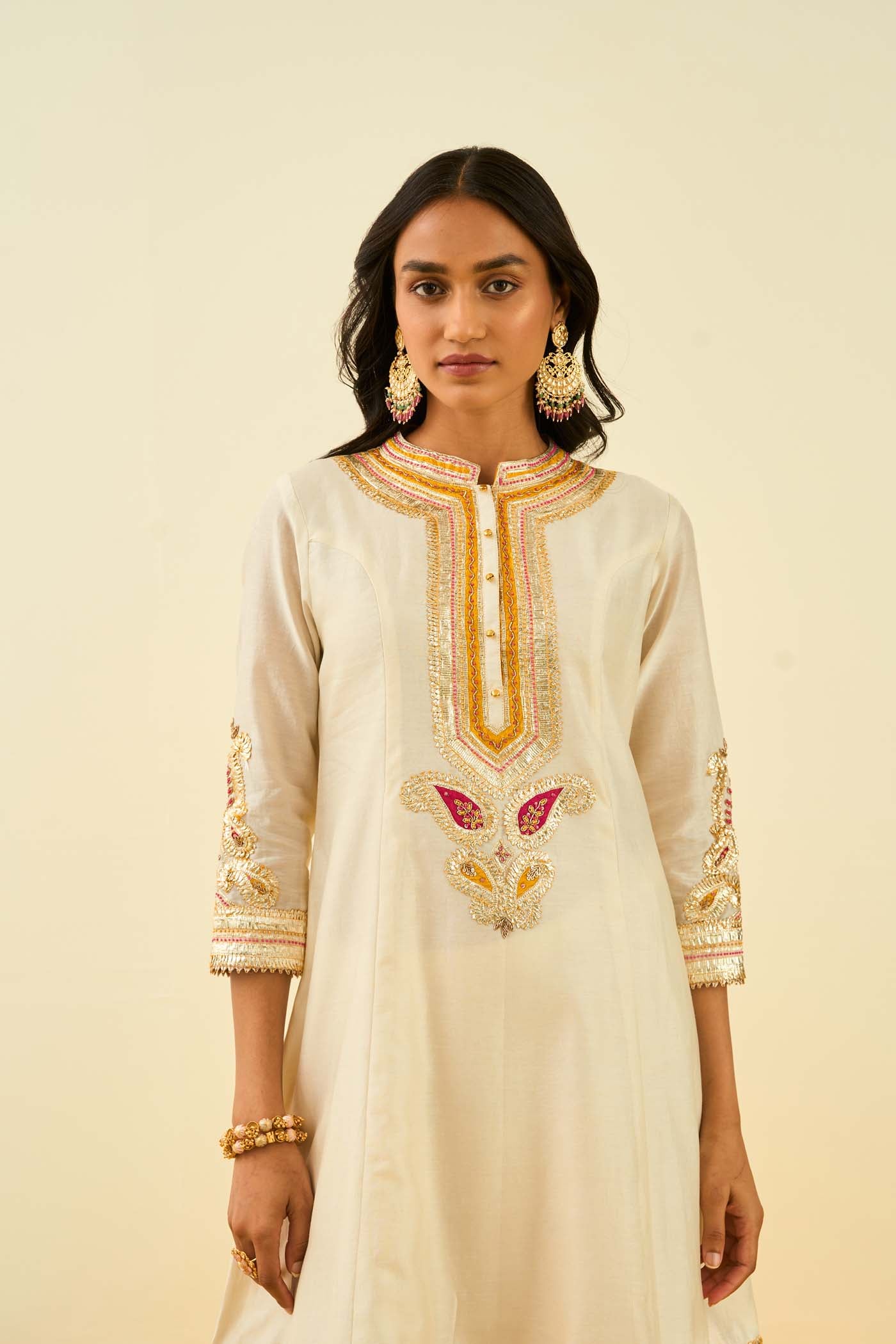 Sadirah- Daisy Ivory Princess Cut Kurta with Salwar and Dupatta