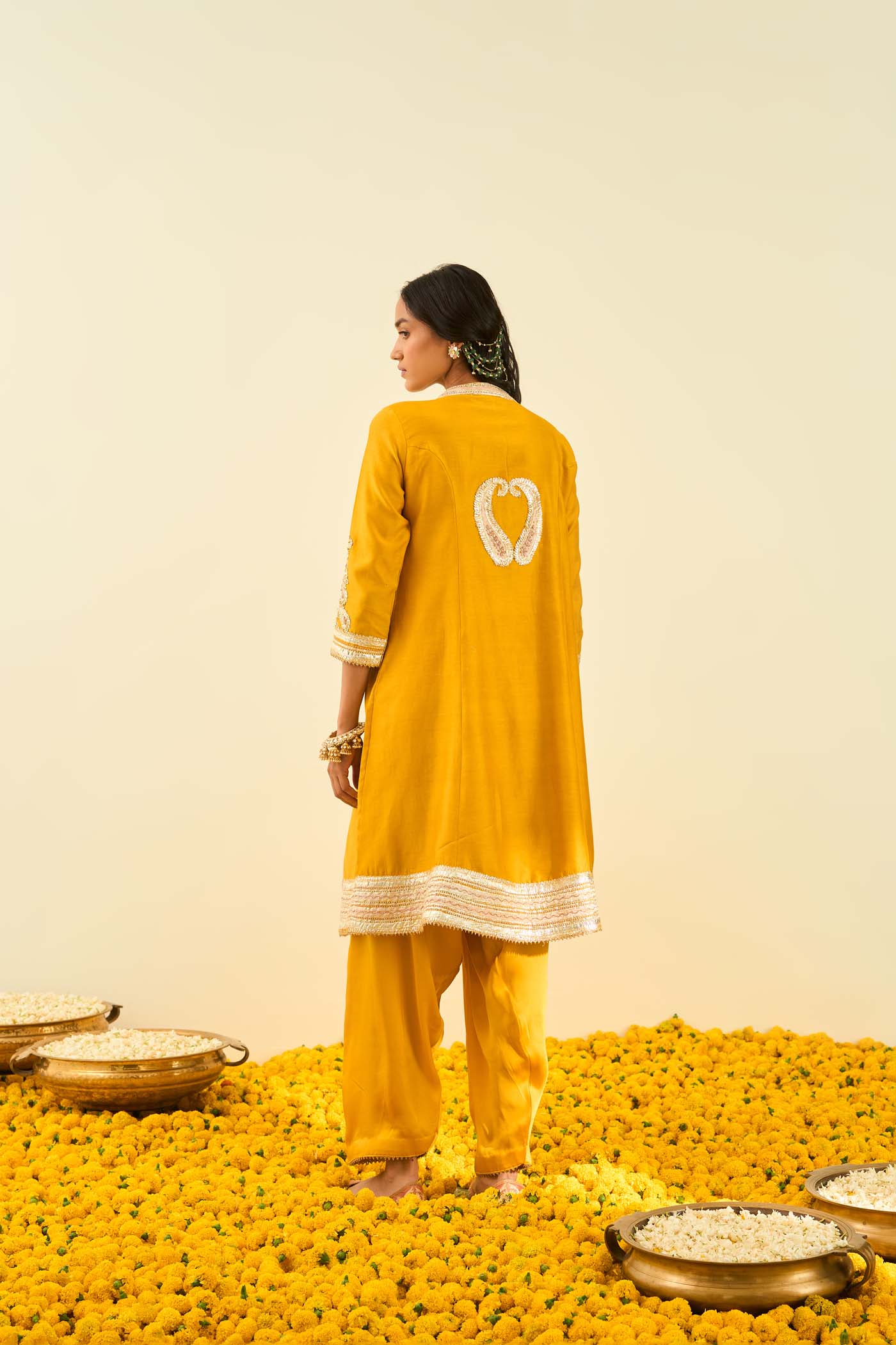 Sadirah- Glaze Mustard  Princess Cut Kurta with Salwar and Dupatta