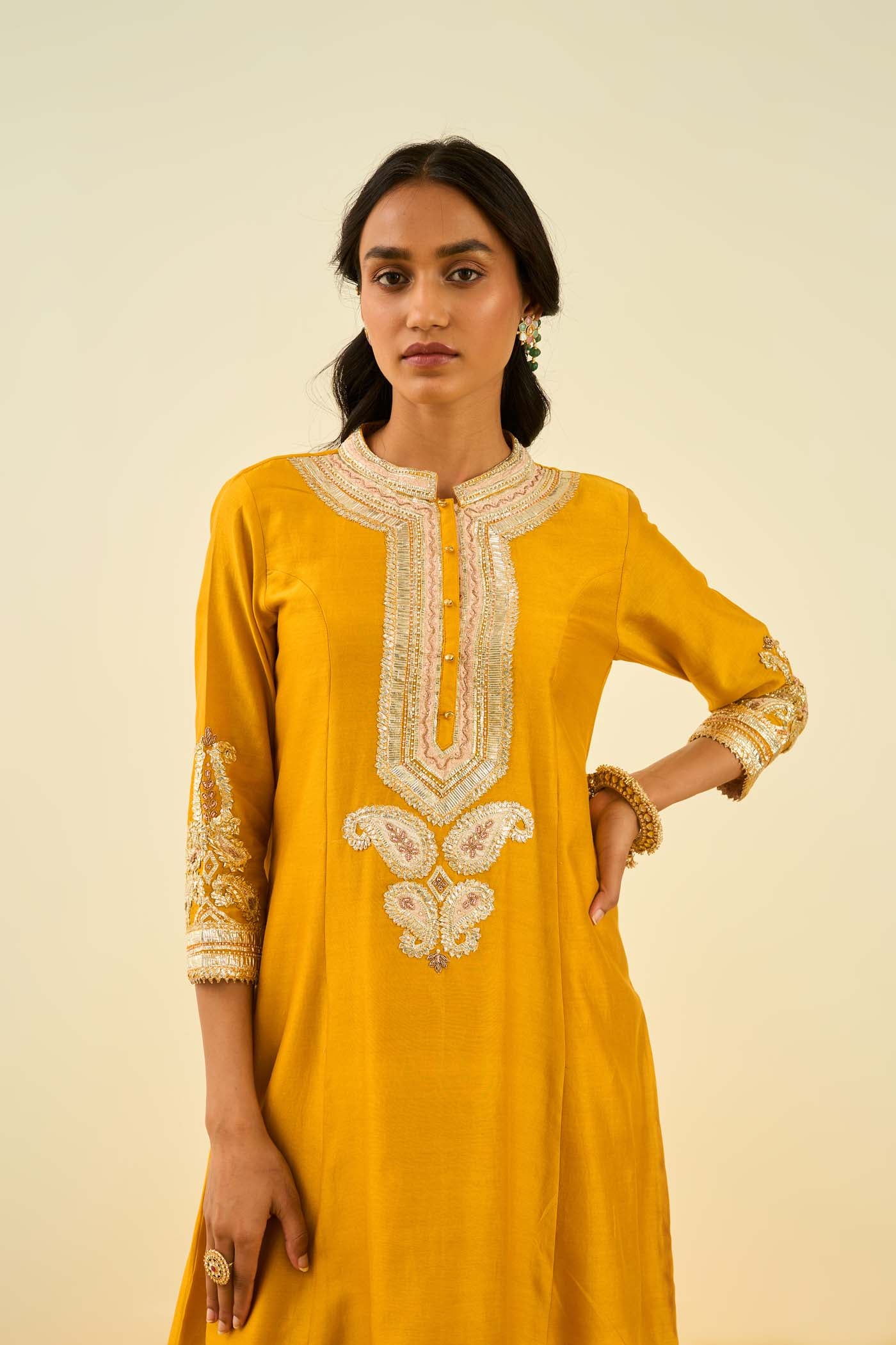 Sadirah- Glaze Mustard  Princess Cut Kurta with Salwar and Dupatta