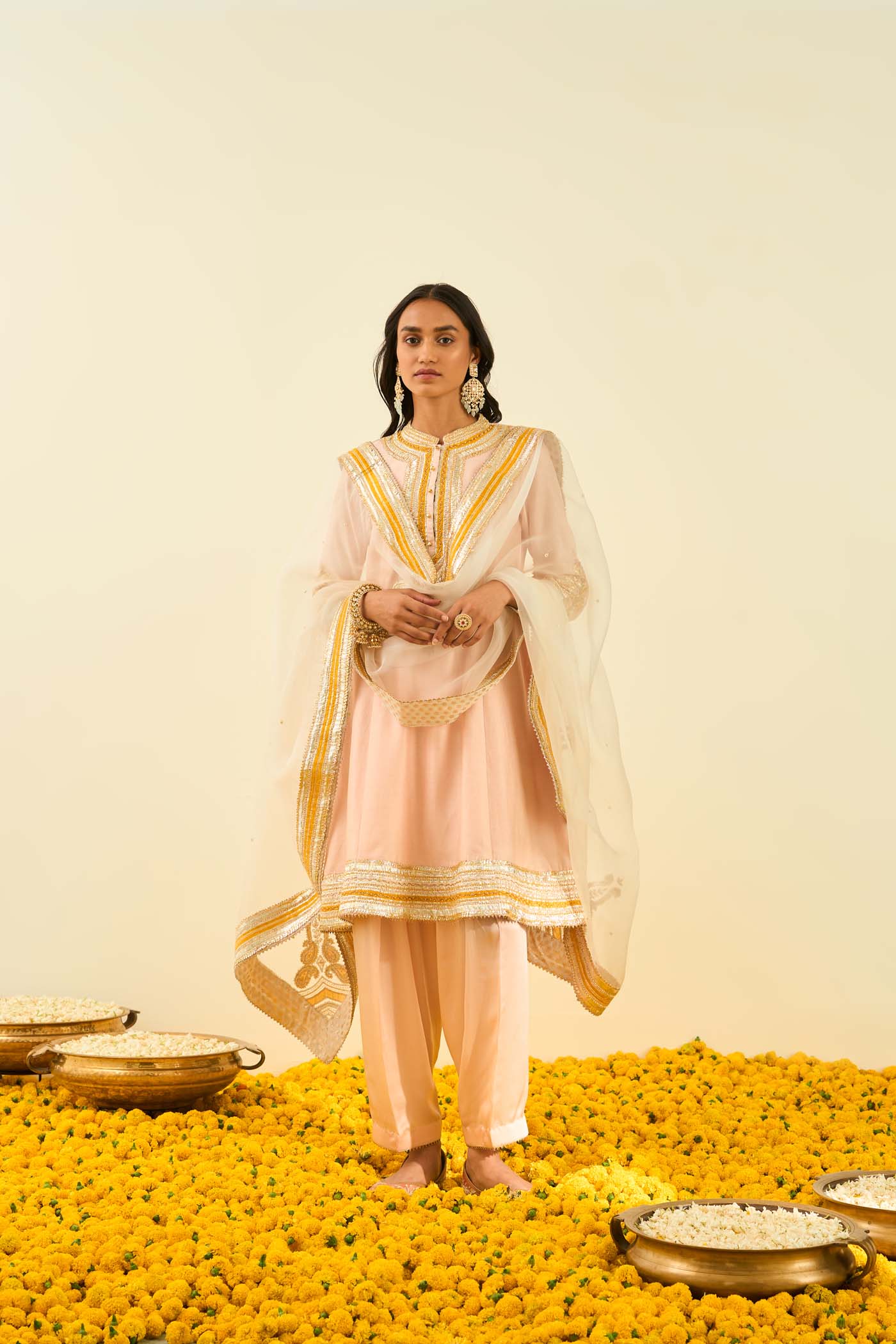 Sadirah- Rosepink Princess Cut Kurta with Salwar and Dupatta