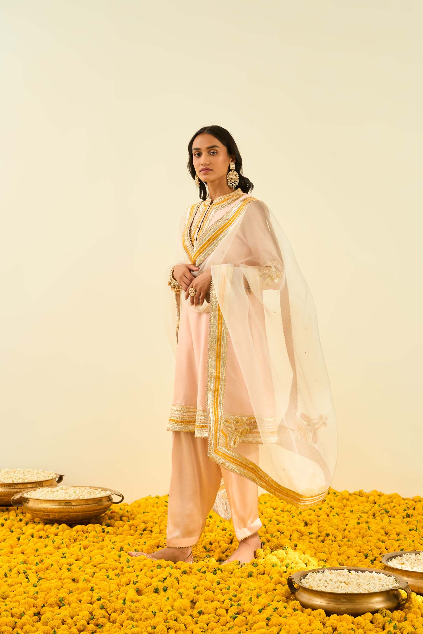 Sadirah- Rosepink Princess Cut Kurta with Salwar and Dupatta