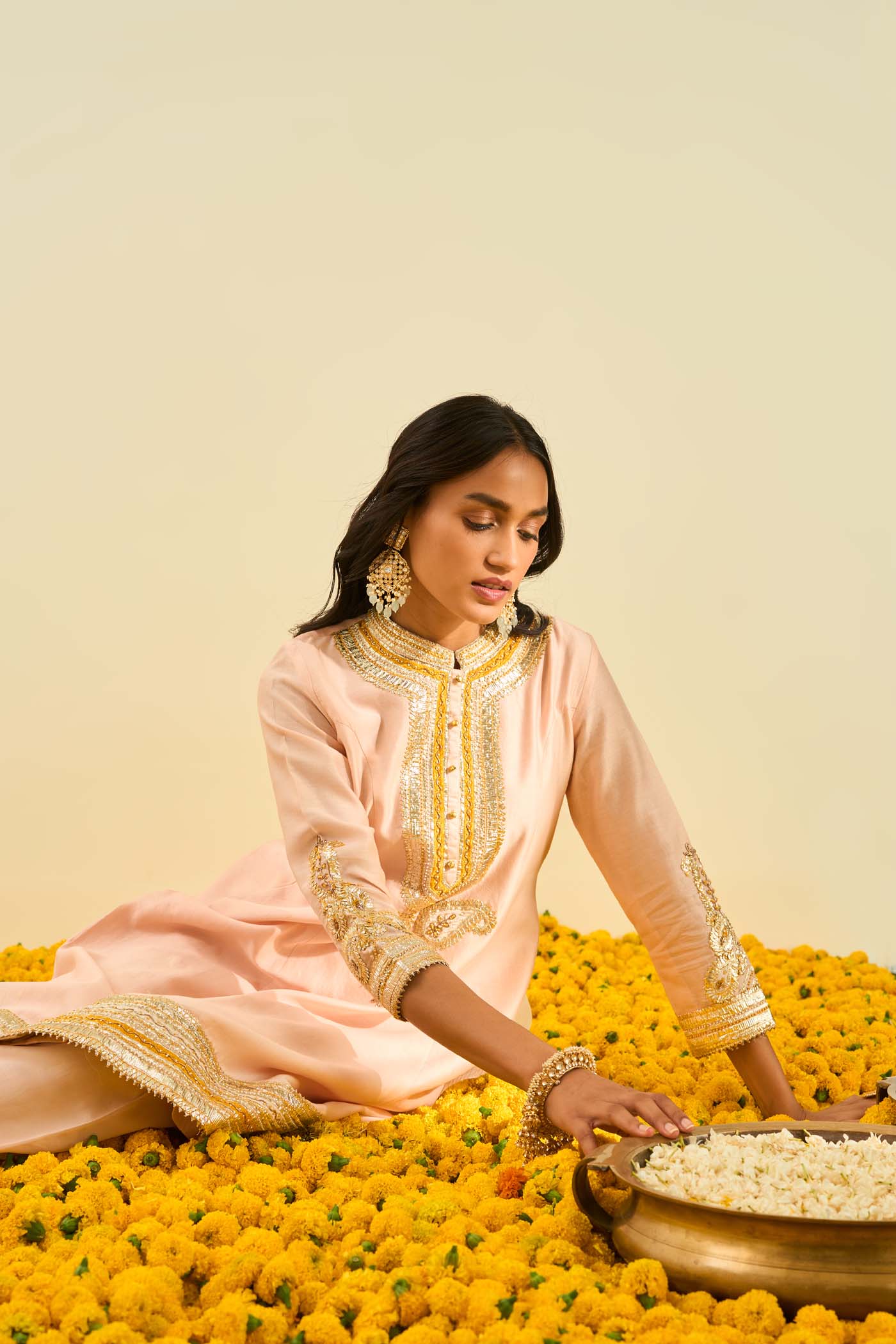 Sadirah- Rosepink Princess Cut Kurta with Salwar and Dupatta