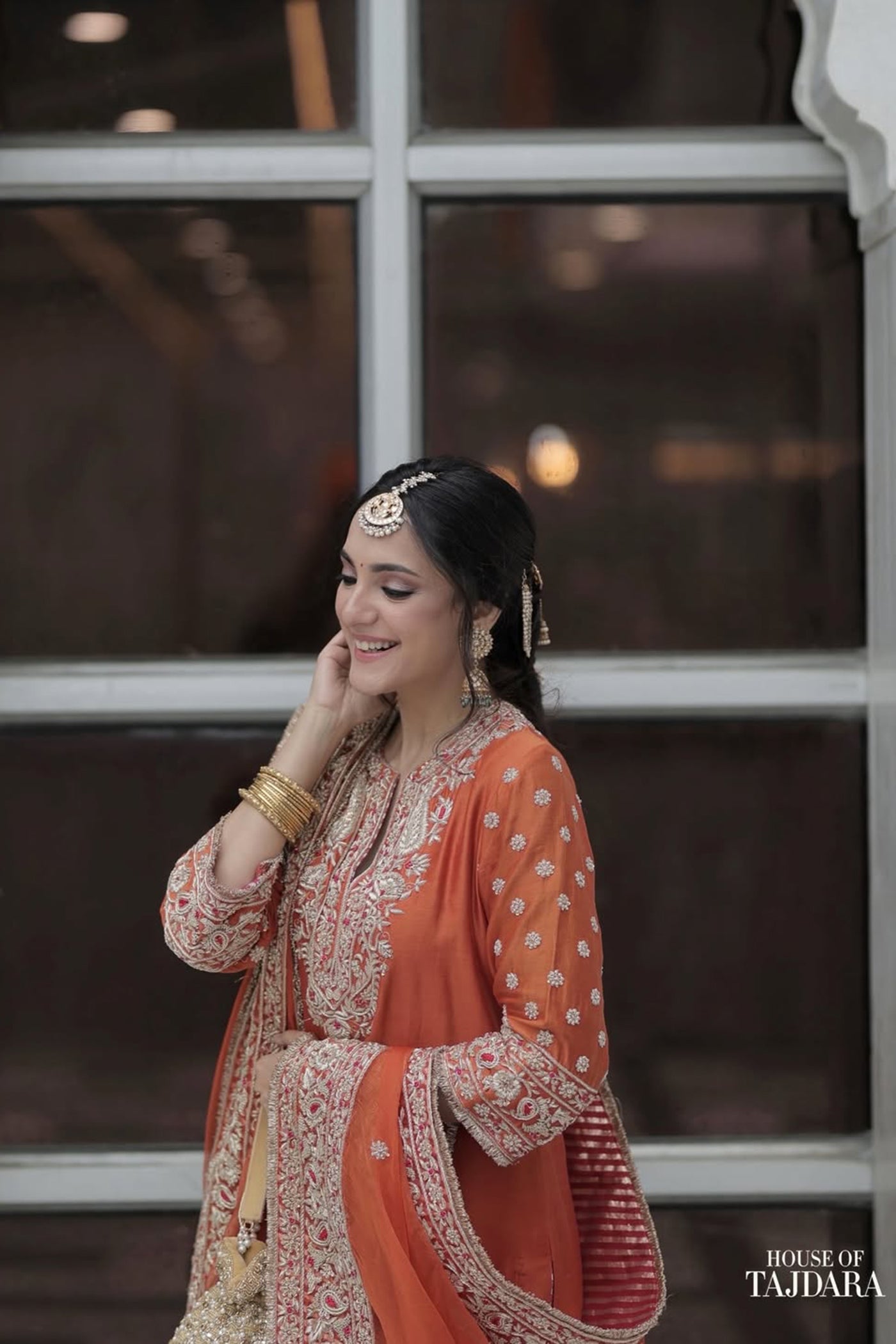 Kanikka Kapur In Naseha Burnt orange Dabka Zardozi Embroidered Short kurta Set