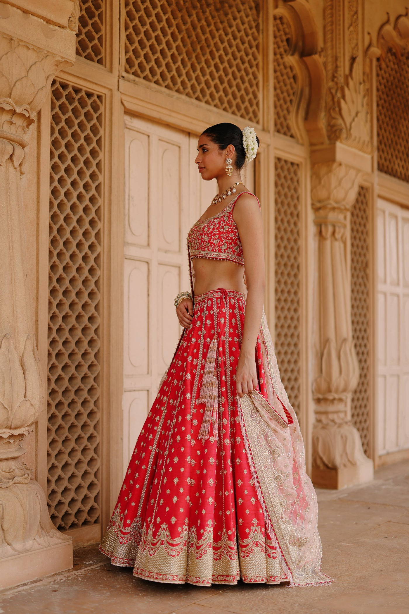 Noorbano - Rani Hot Pink Lehenga Set with Blouse & Dupatta
