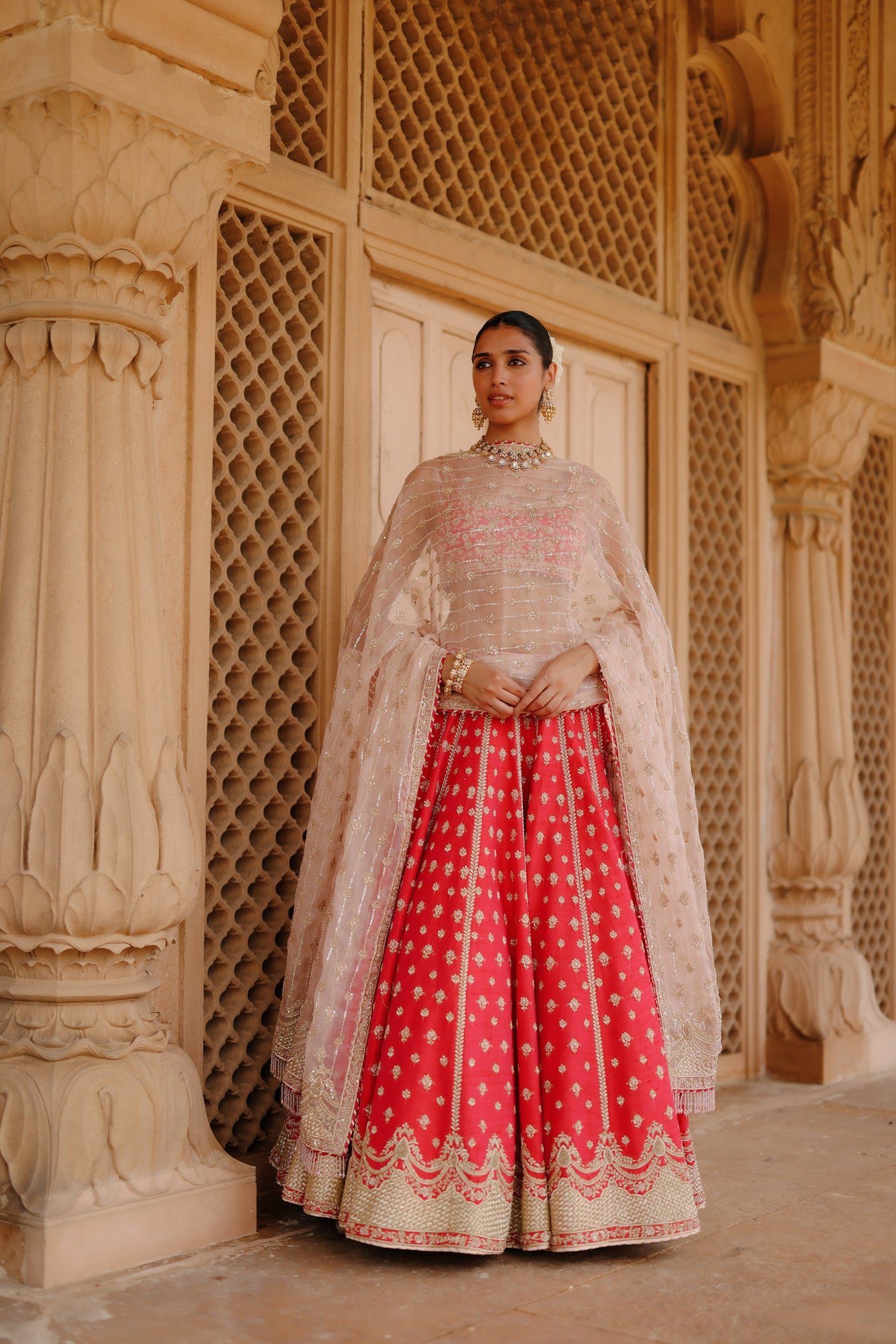 Noorbano - Rani Hot Pink Lehenga Set with Blouse & Dupatta